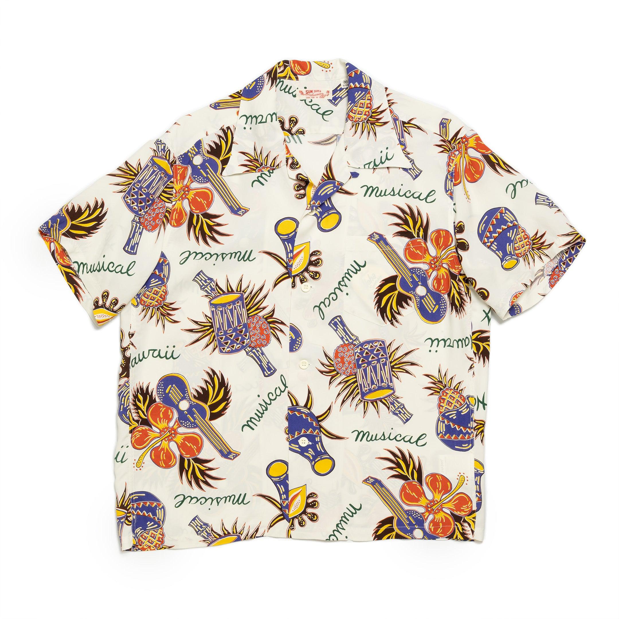 Sun Surf Hawaii Musical Hawaiian Shirt White-Hawaiian Shirt-Clutch Cafe