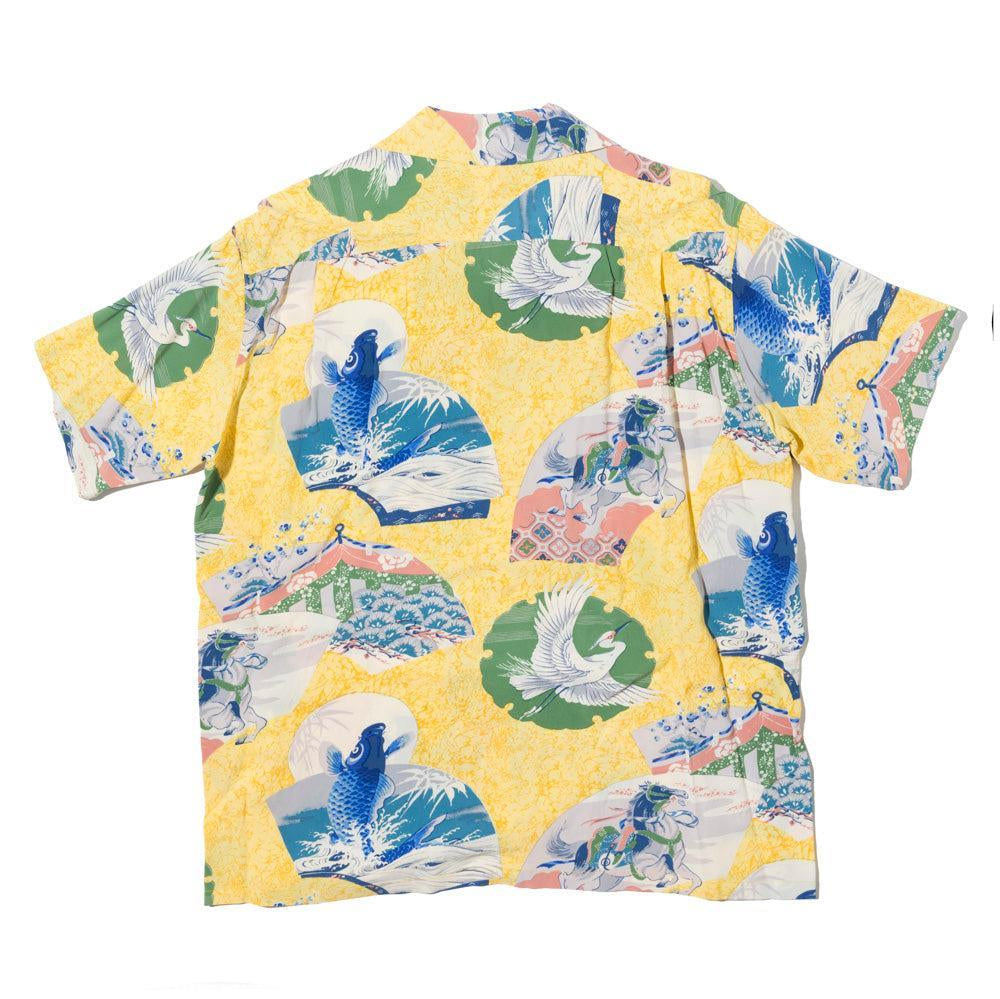 Sun Surf Japanese Quaint Design Yellow-Hawaiian Shirt-Clutch Cafe