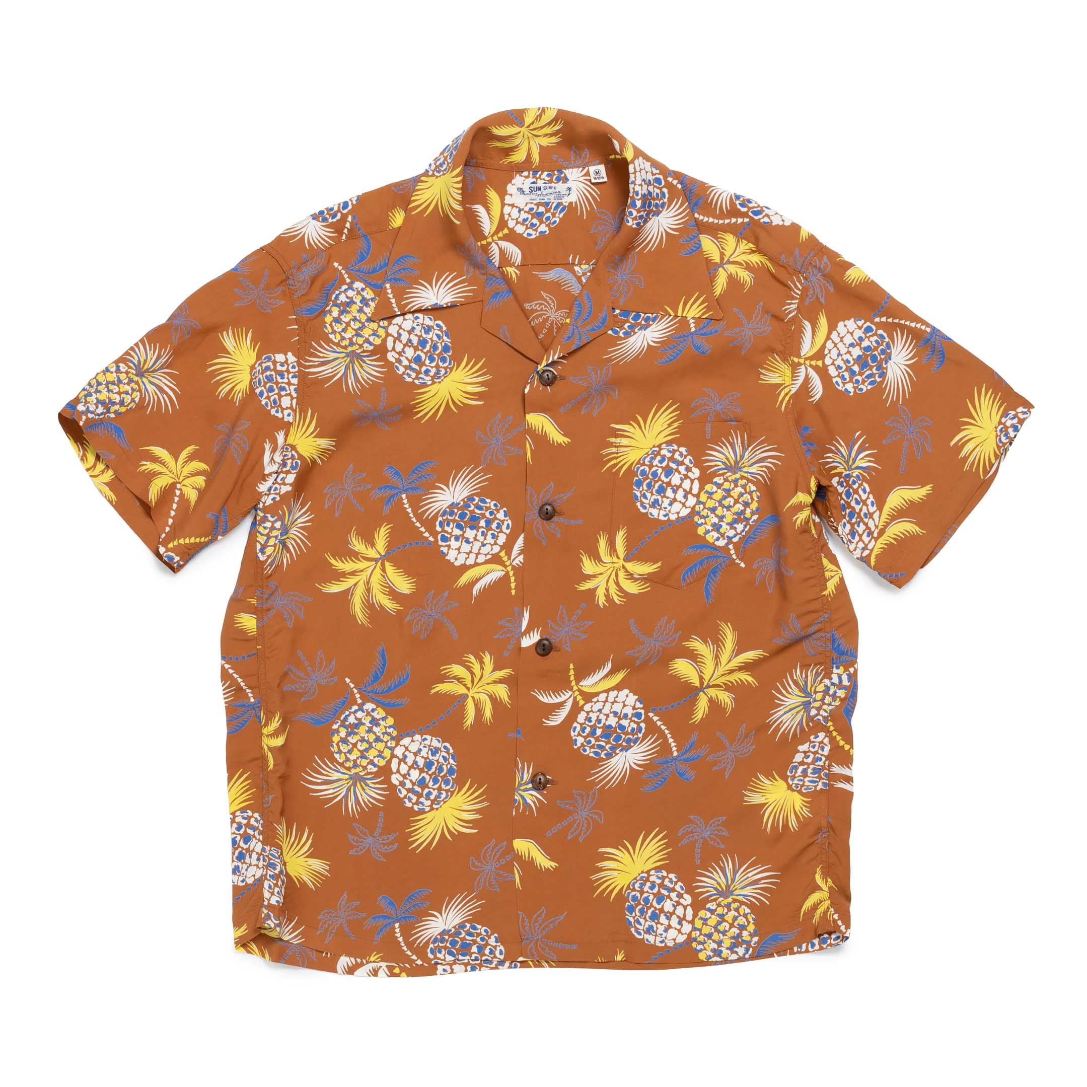 Sun Surf Palms & Pineapples Hawaiian Shirt Brown-Shirt-Clutch Cafe