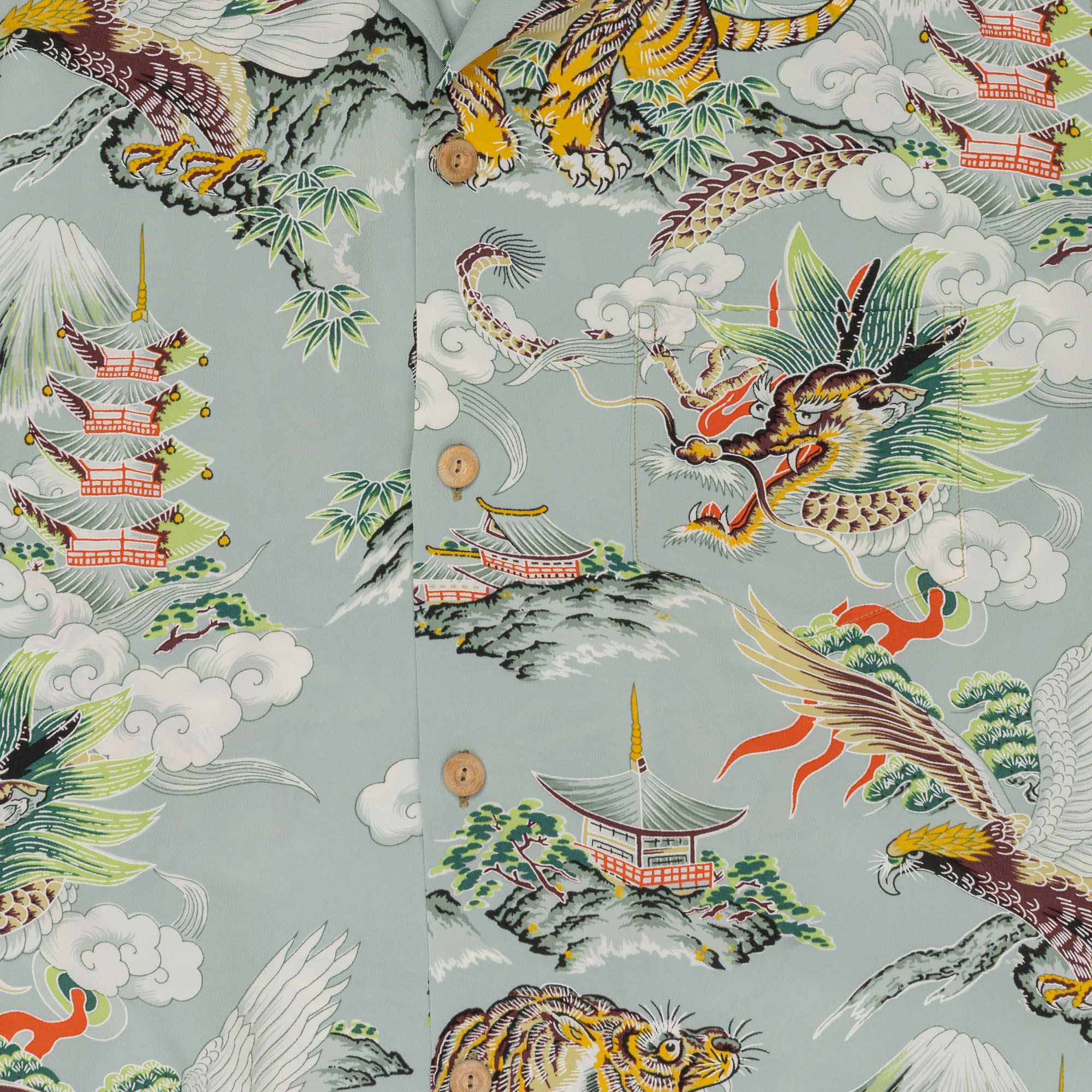 Sun Surf Special Edition 'Eagle, Tiger, Dragon' Hawaiian Shirt Grey-Hawaiian Shirt-Clutch Cafe