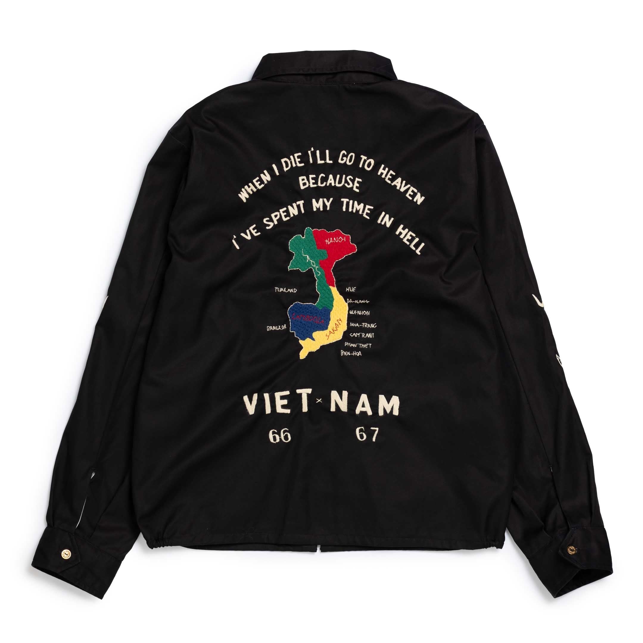 Tailor Toyo Cotton Vietnam Map Jacket Black-Jacket-Clutch Cafe
