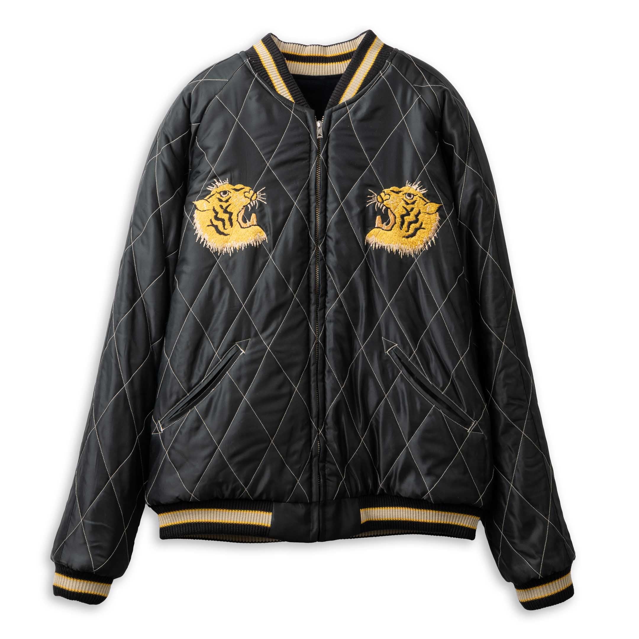 Tailor Toyo Late 1950's Style Velveteen Souvenir Jacket Roaring Tiger x Japan Map-JACKET-Clutch Cafe