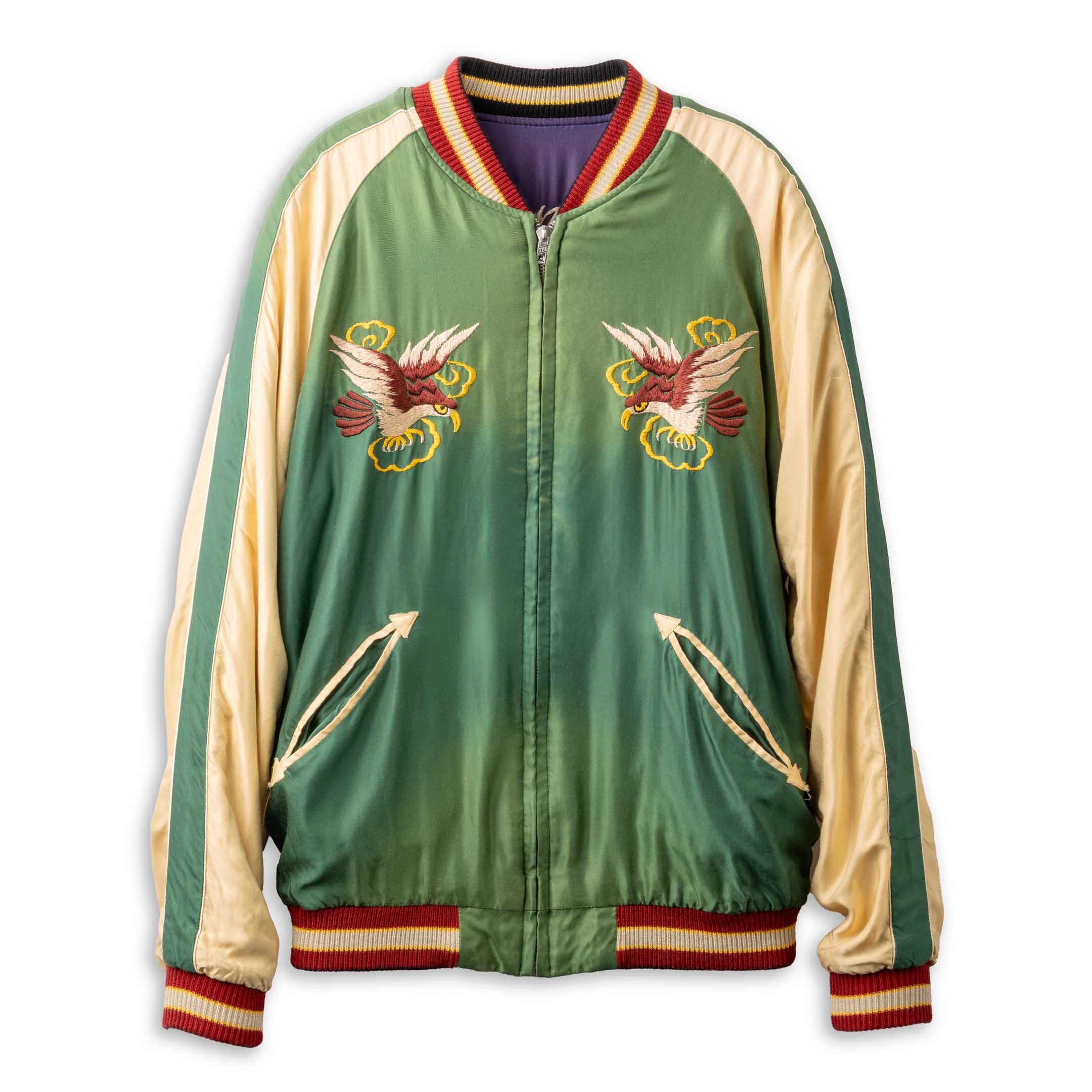 Tailor Toyo Snake & Skull Souvenir Jacket (Ageing Model) Navy x Green-Jacket-Clutch Cafe