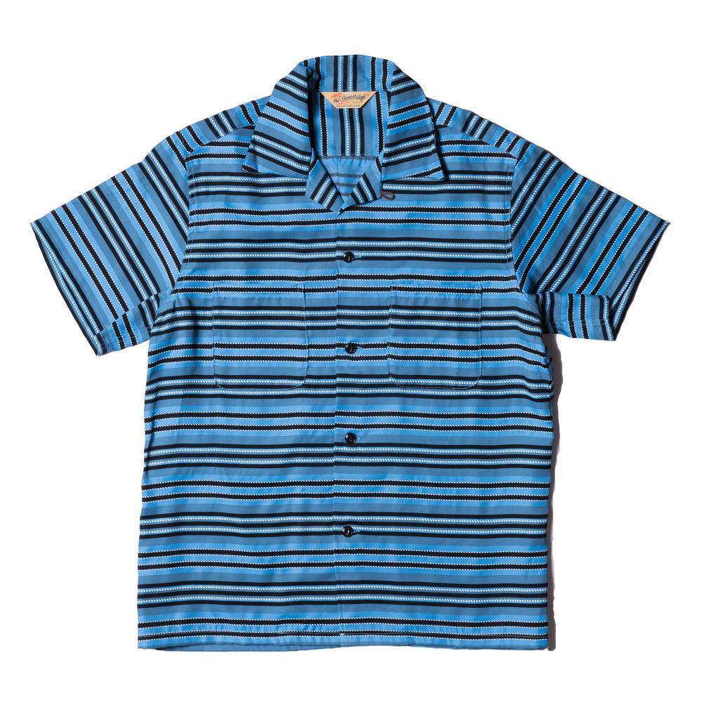 The Groovin High Striped Rayon Shirt S/S Blue-Shirt-Clutch Cafe