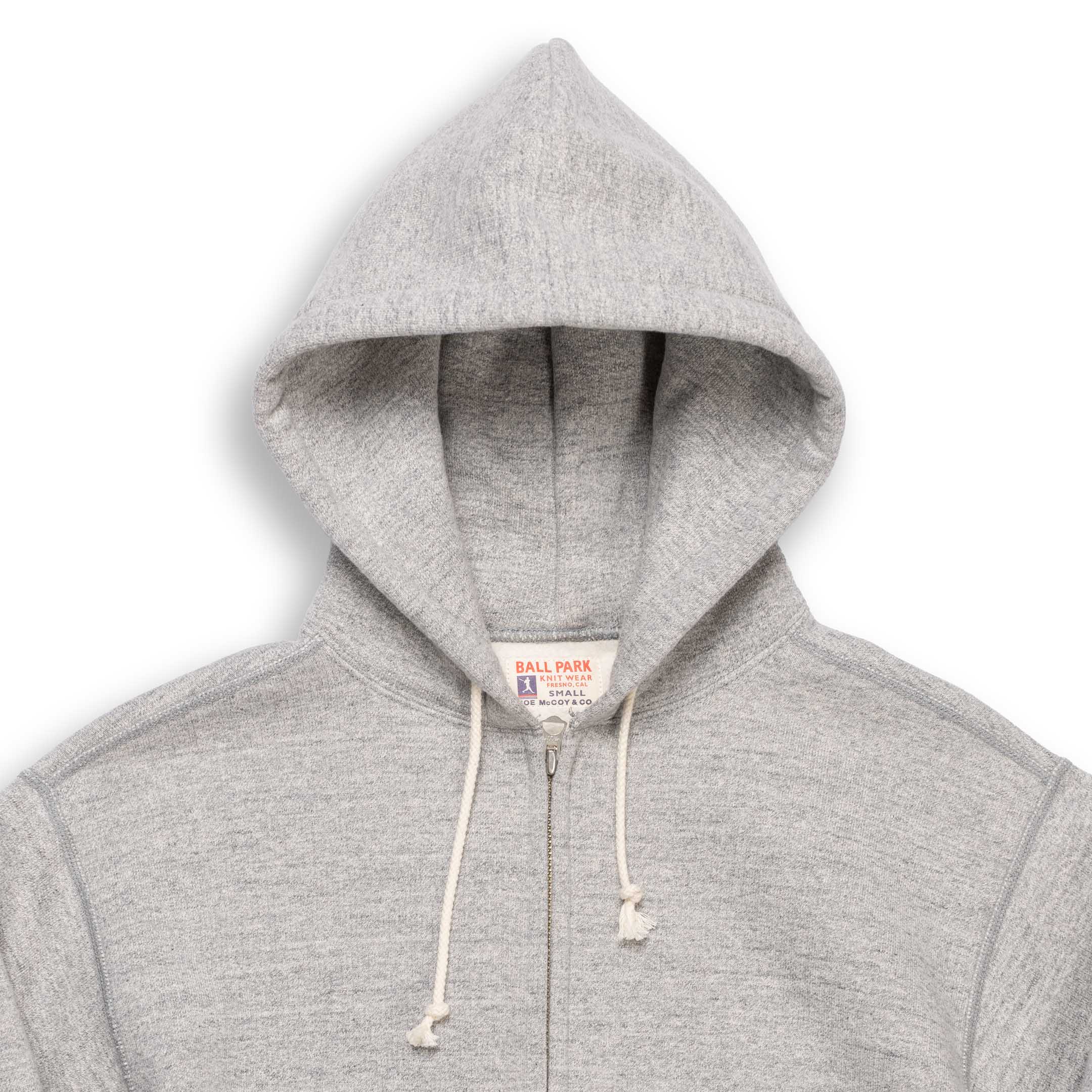 The Real McCoy's 12. oz Ballpark F/Z Hooded Sweatshirt Grey-Hooded Sweatshirt-Clutch Cafe