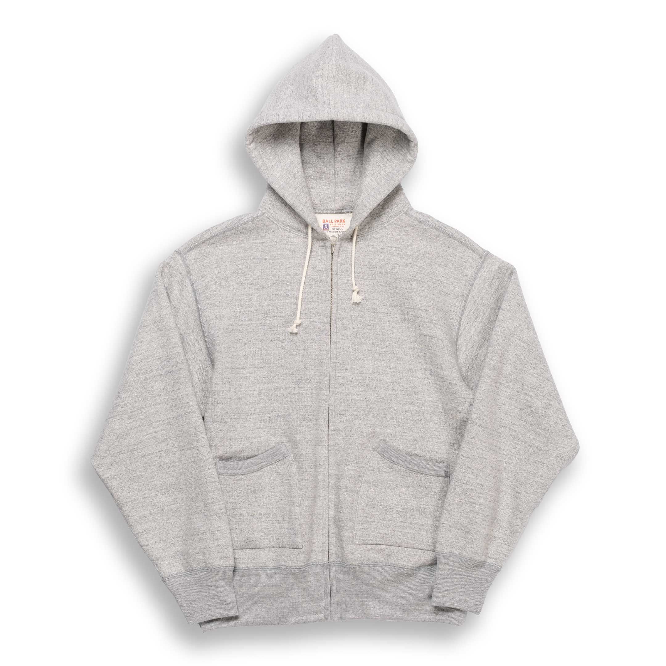 The Real McCoy's 12. oz Ballpark F/Z Hooded Sweatshirt Grey-Hooded Sweatshirt-Clutch Cafe
