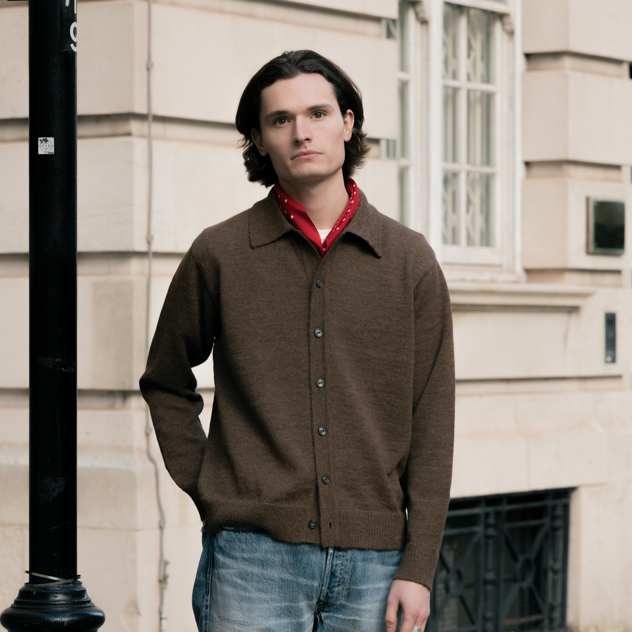 The Real McCoy's Alpaca Wool Collar Knit Cardigan Brown-Cardigan-Clutch Cafe