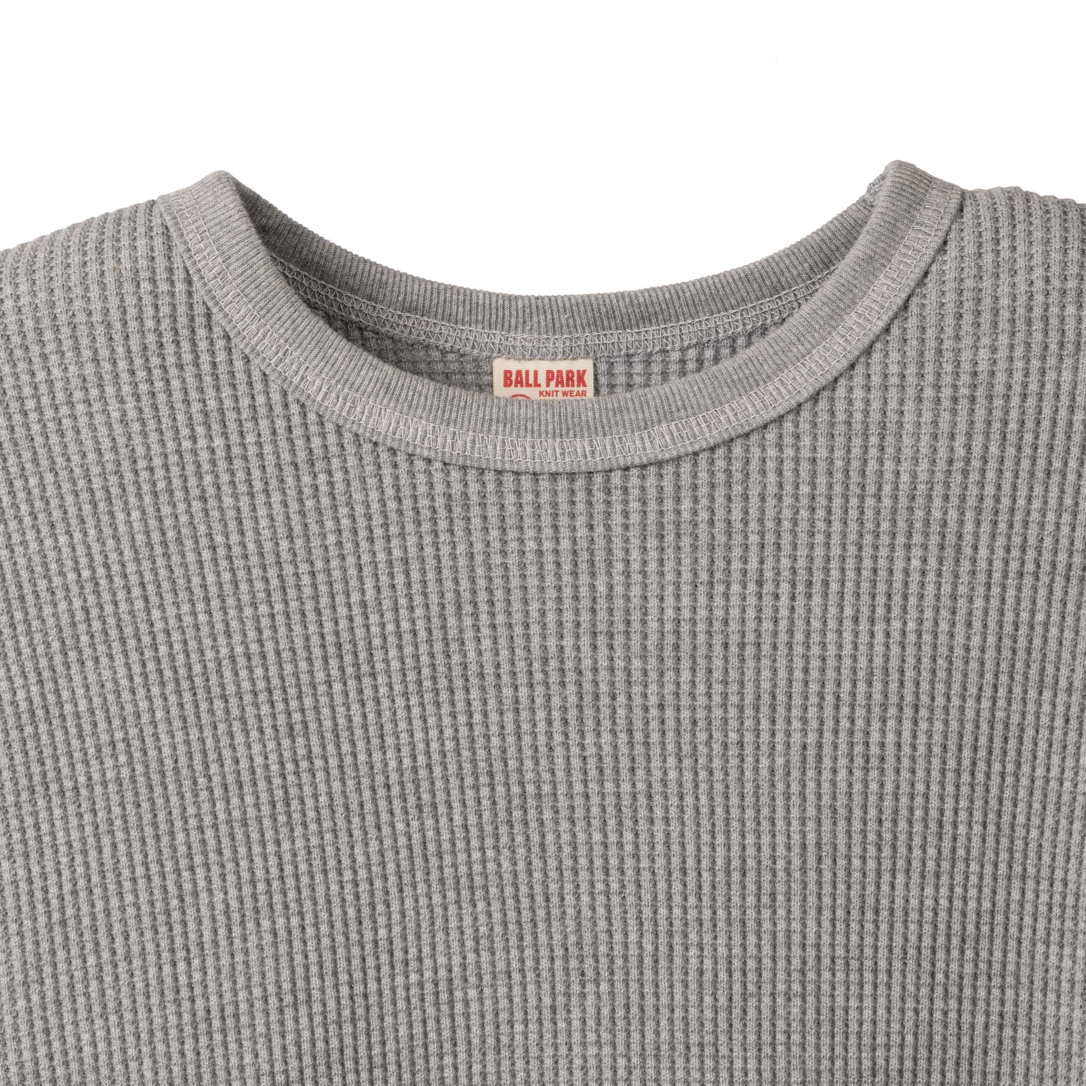 The Real McCoy's Ballpark Waffle Thermal Shirt Grey-Top-Clutch Cafe