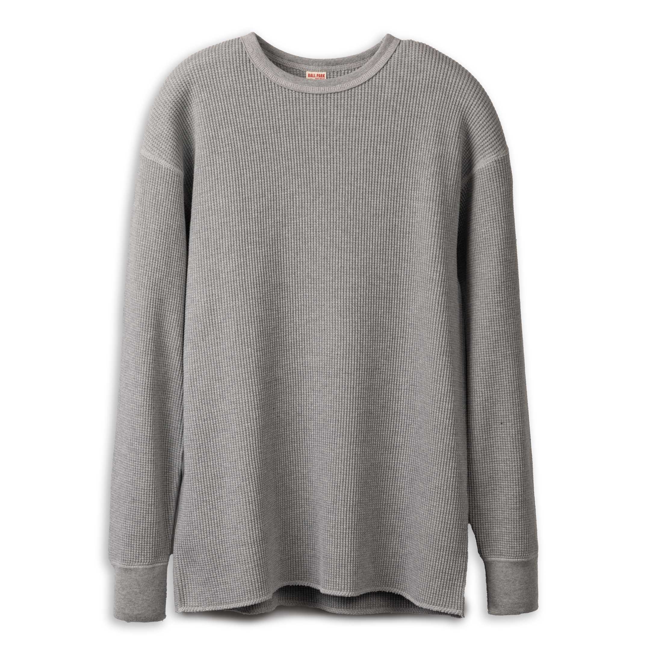 The Real McCoy's Ballpark Waffle Thermal Shirt Grey-Top-Clutch Cafe