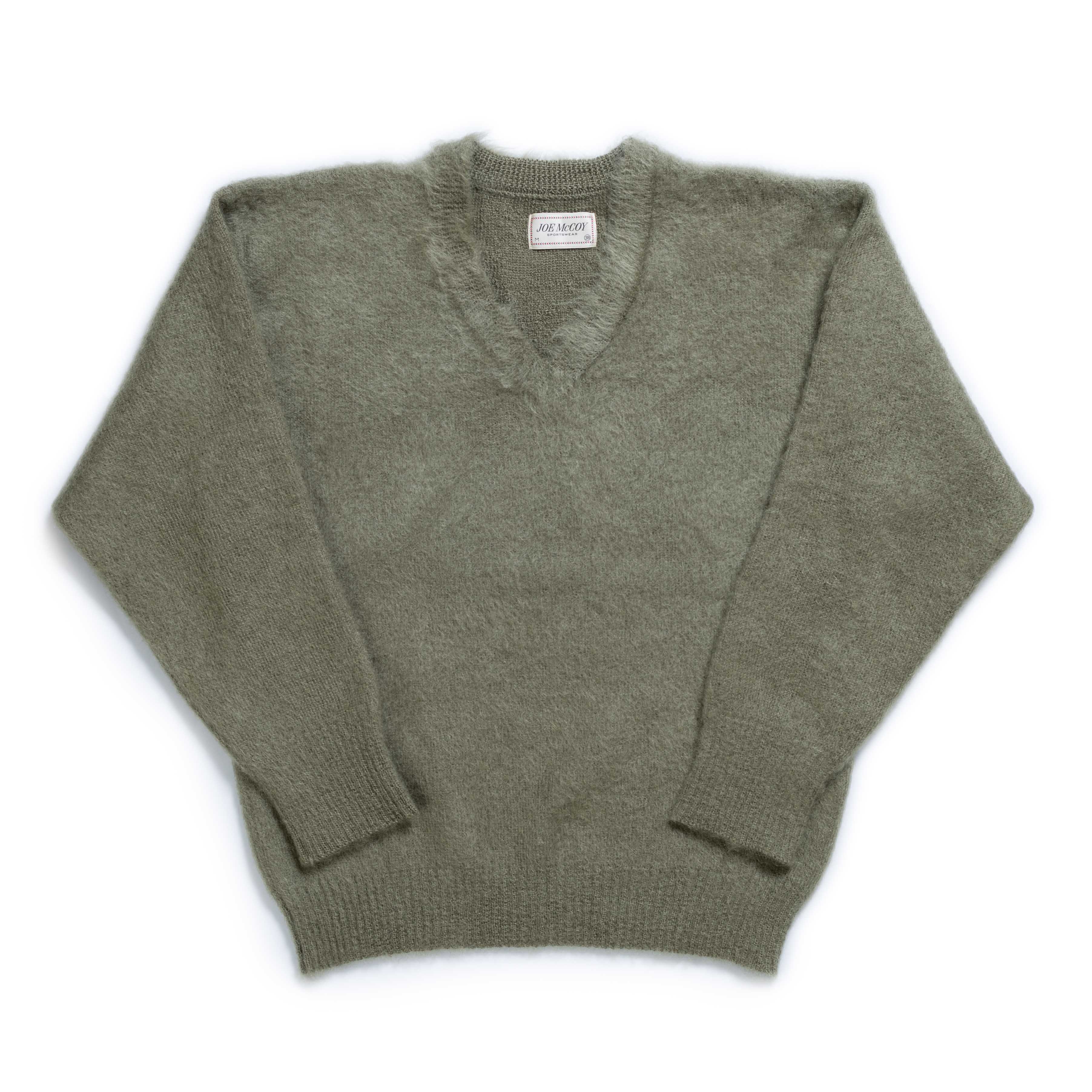 The Real McCoy's Joe McCoy V-Neck Mohair Sweater Mint-Knitwear-Clutch Cafe