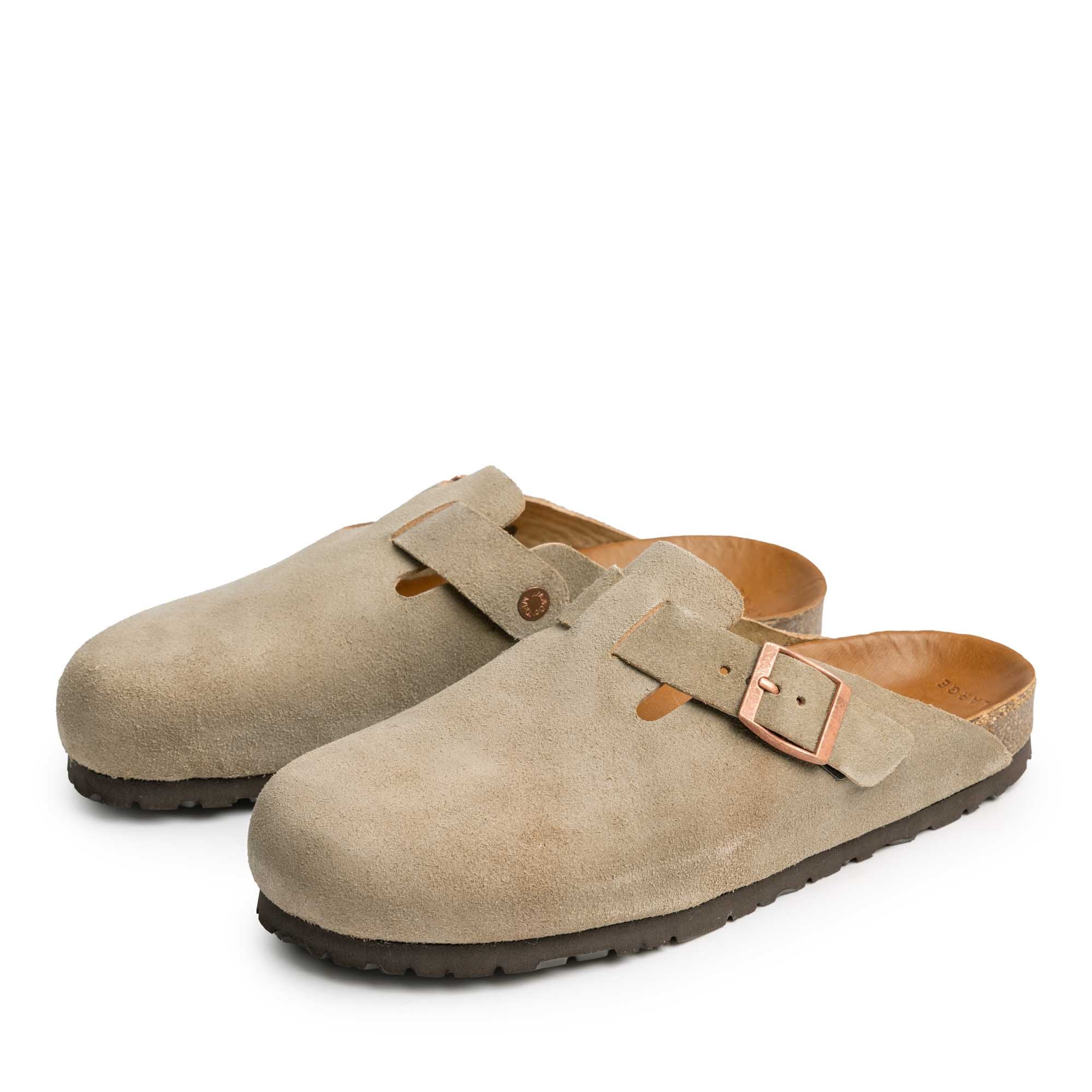 The Real McCoy's Leather Foot-Support Clogs Taupe-Sandals-Clutch Cafe