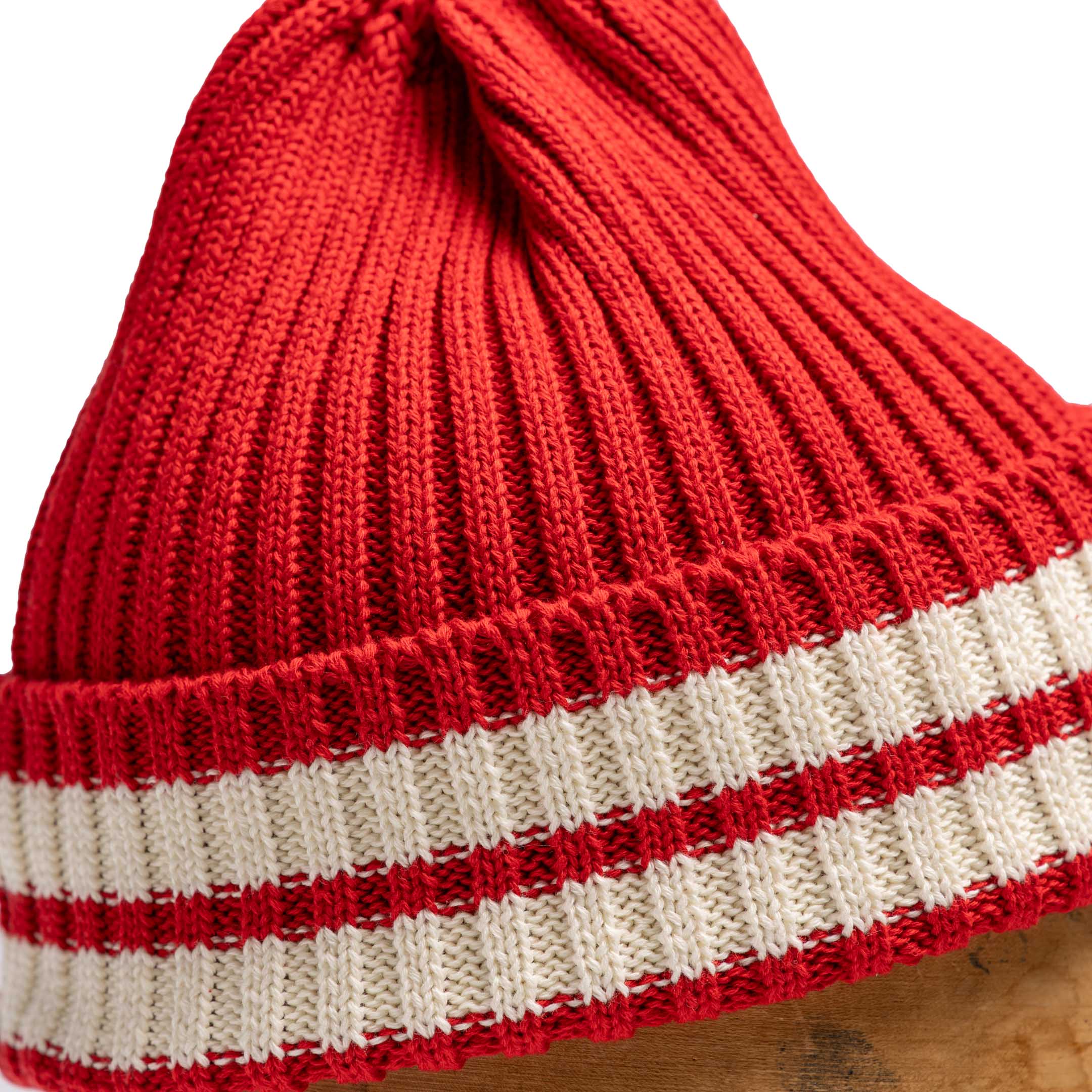 The Real McCoy's Striped Cotton Knit Cap Red-Hat-Clutch Cafe