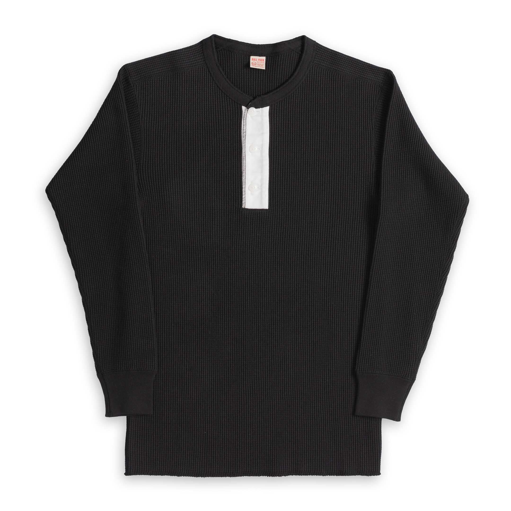 The Real McCoy's Waffle Thermal Henley Undershirt Black-Henley-Clutch Cafe