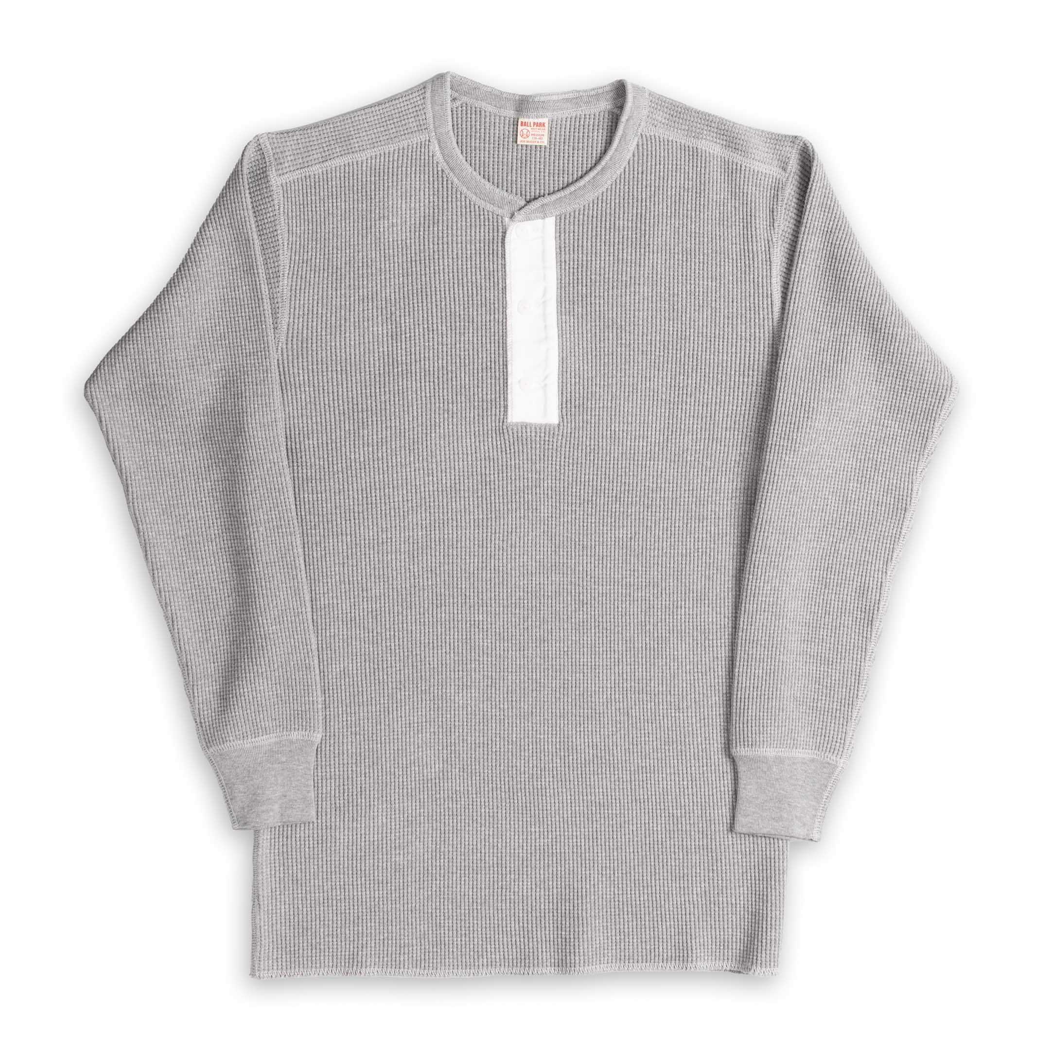 The Real McCoy's Waffle Thermal Henley Undershirt Medium Grey-Henley-Clutch Cafe