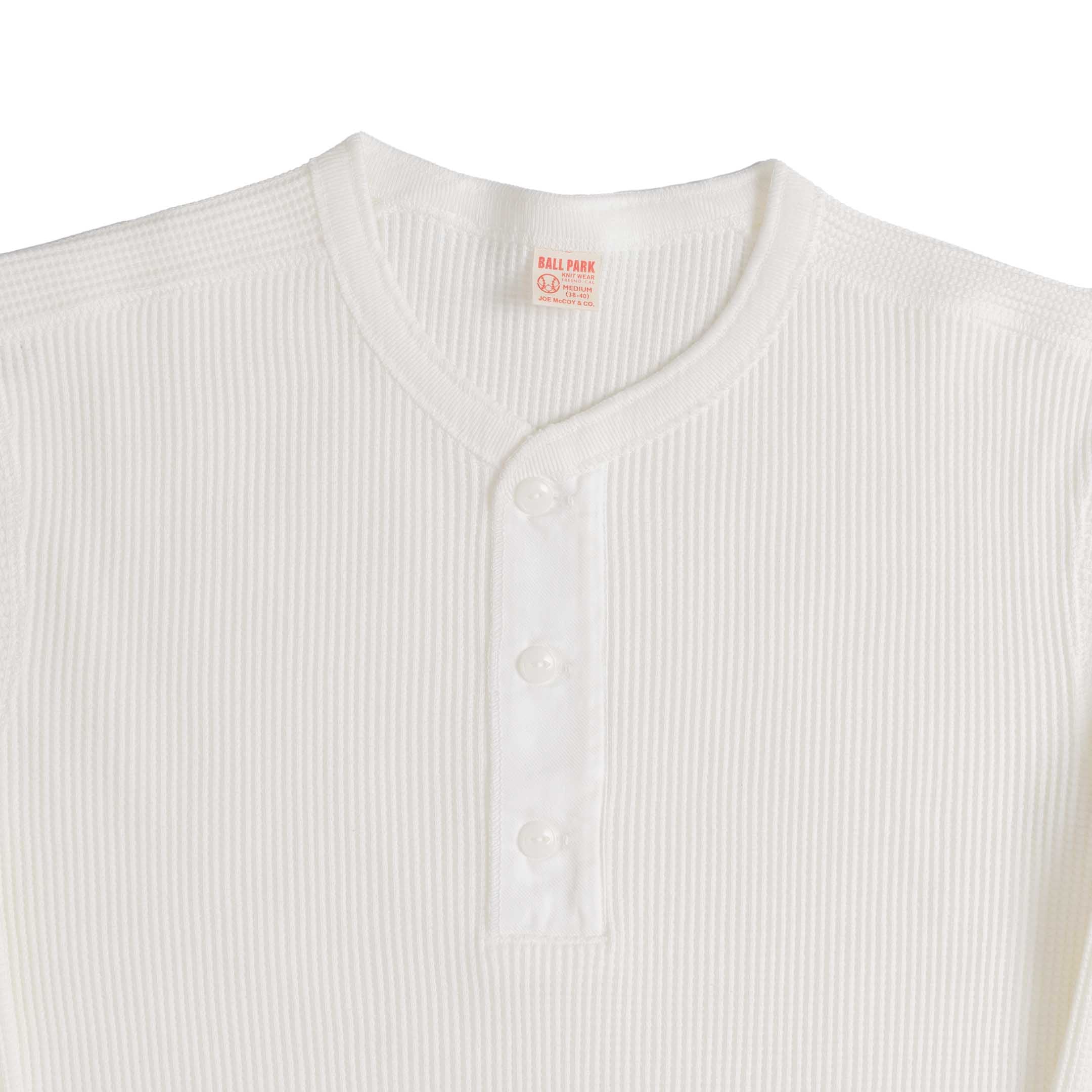 The Real McCoy's Waffle Thermal Henley Undershirt Medium White-Henley-Clutch Cafe