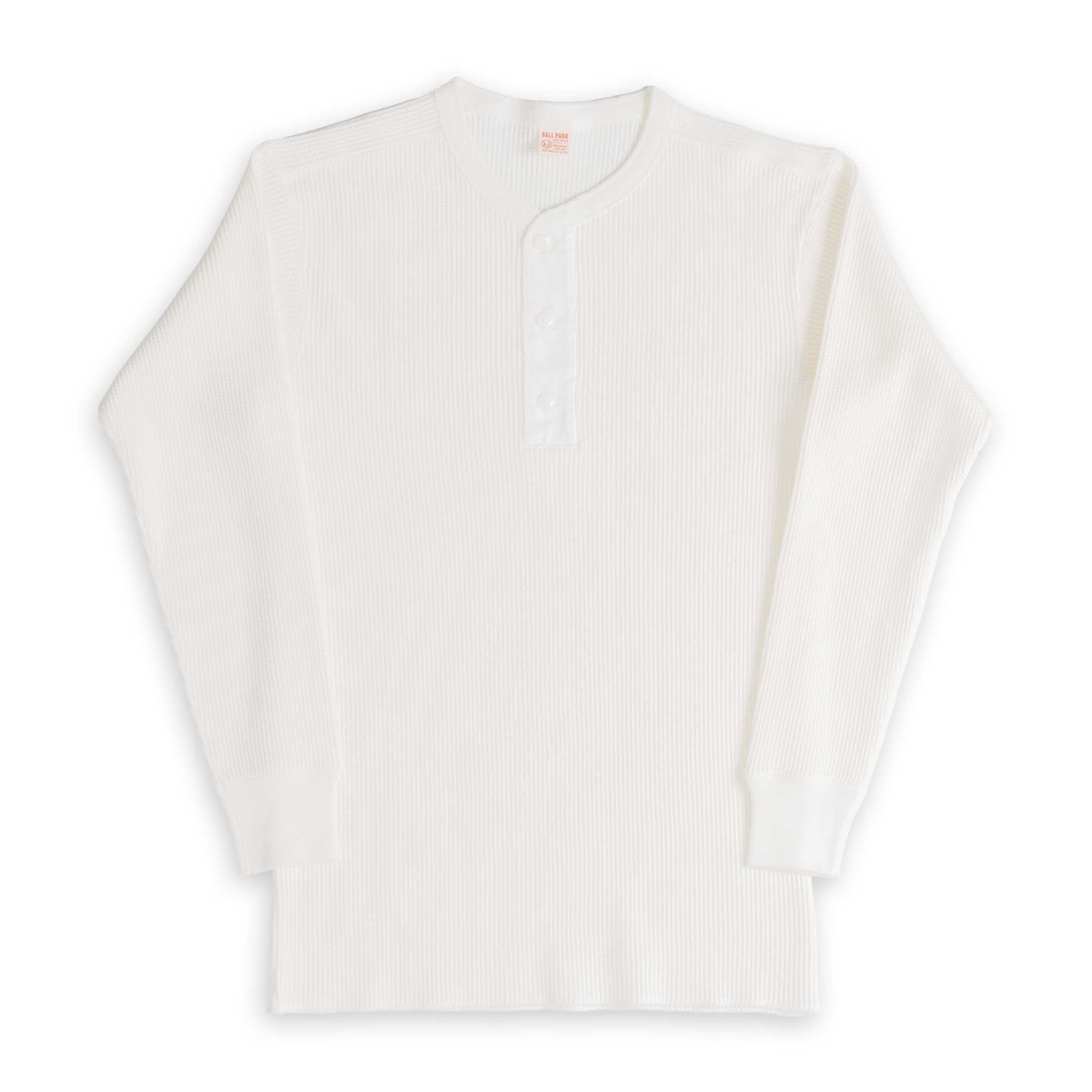 The Real McCoy's Waffle Thermal Henley Undershirt Medium White-Henley-Clutch Cafe