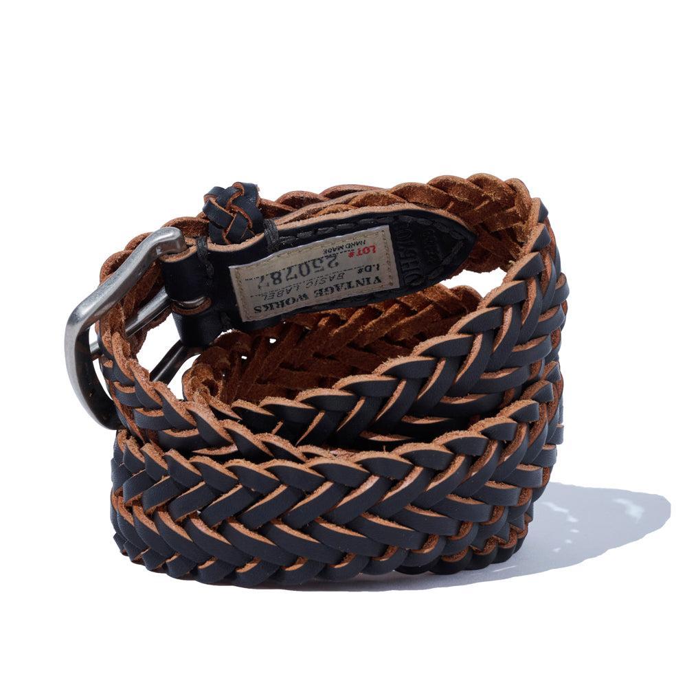 Vintage Works Leather Mesh Belt Black-Belt-Clutch Cafe