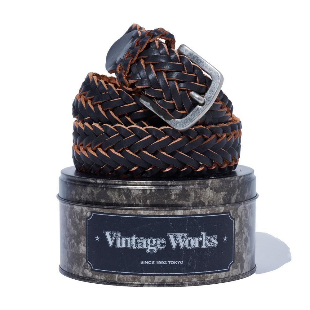 Vintage Works Leather Mesh Belt Black-Belt-Clutch Cafe