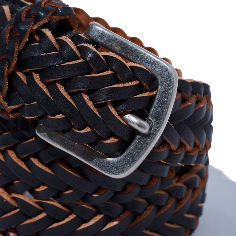 Vintage Works Leather Mesh Belt Black-Belt-Clutch Cafe