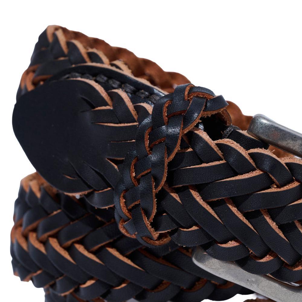 Vintage Works Leather Mesh Belt Black-Belt-Clutch Cafe