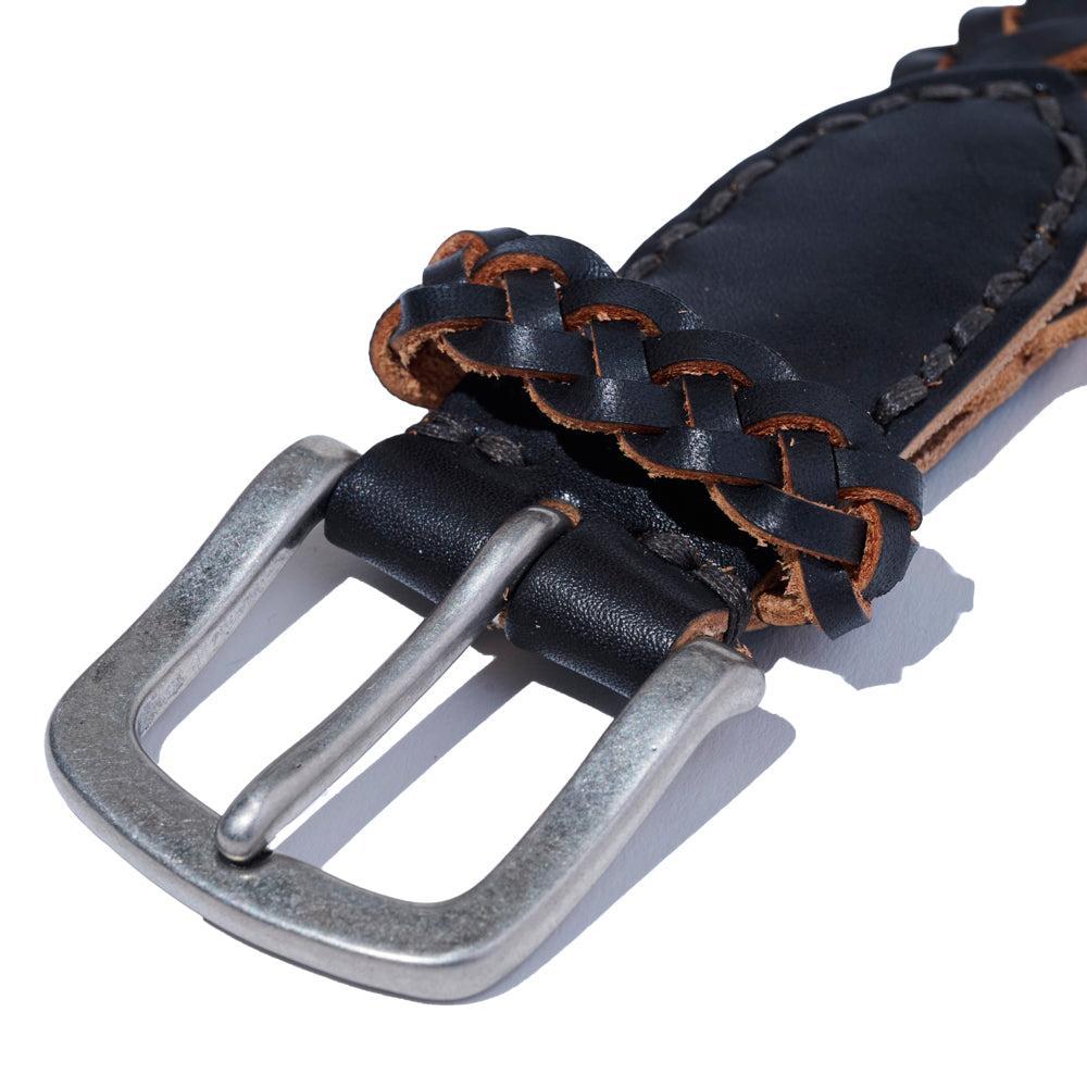 Vintage Works Leather Mesh Belt Black-Belt-Clutch Cafe