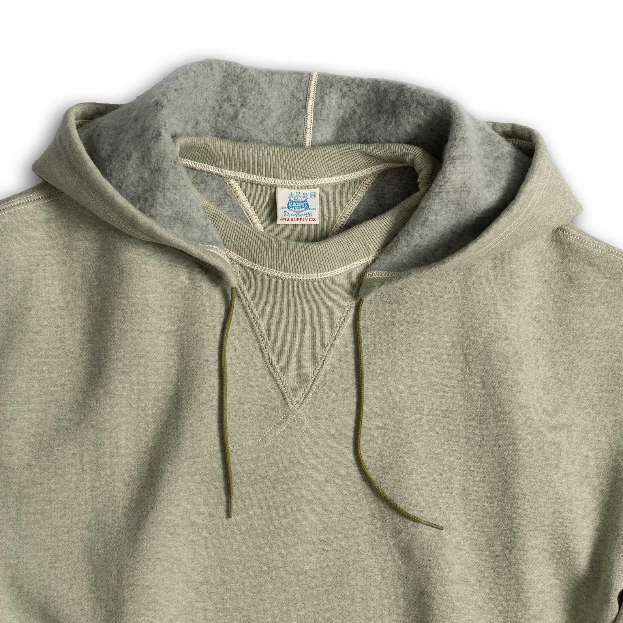 John Gluckow Back-Panel Afterhood Heather Green-Hooded Sweatshirt-Clutch Cafe