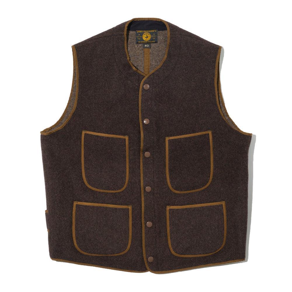Warehouse & Co x John Gluckow JG-40 Fleece Beach Vest D.Brown-Jacket-Clutch Cafe