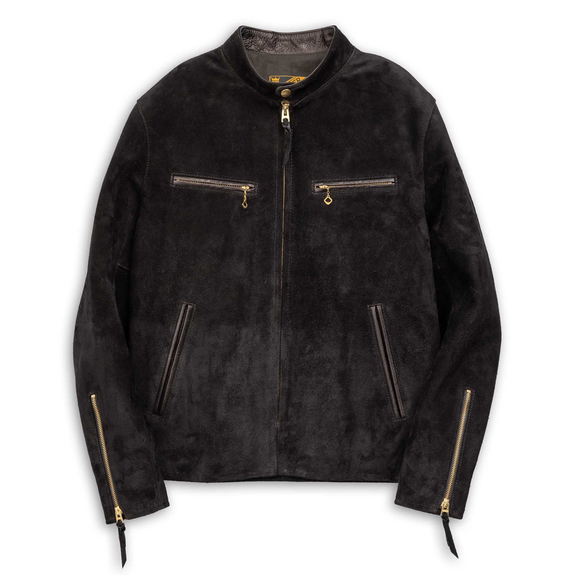 Y'2 Leather TR-64 Single Riders Jacket Steer Roughout Black-Leather Jacket-Clutch Cafe