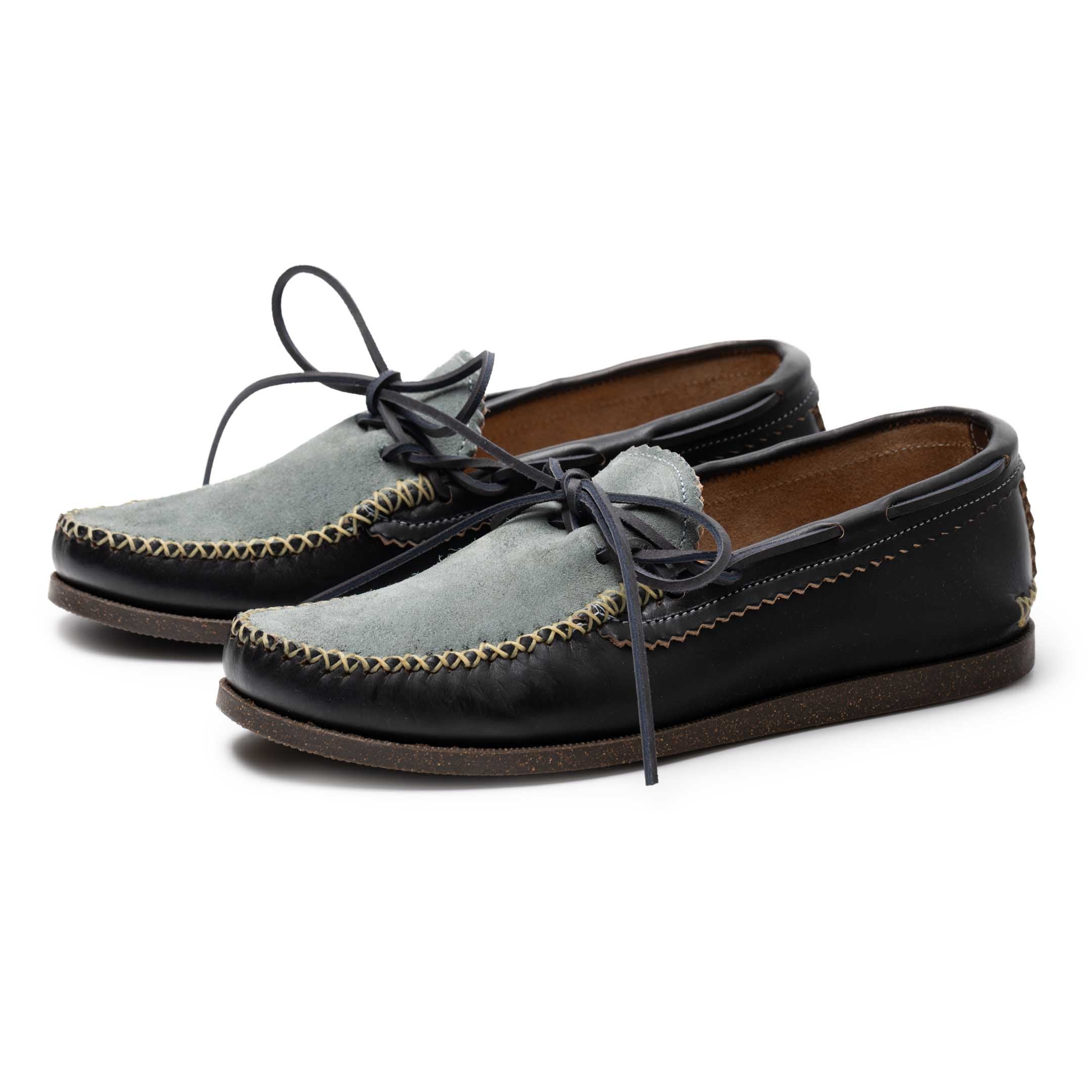 Yuketen Canoe Moc w/ Camp Sole Black x Stone Wash Denim-Shoes-Clutch Cafe