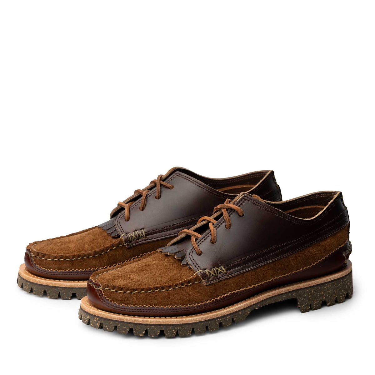 Bottes Mocassins Yuketen Floral Blucher Taille 8 - Marron Main Faites Aux USA - Occasion Vintage