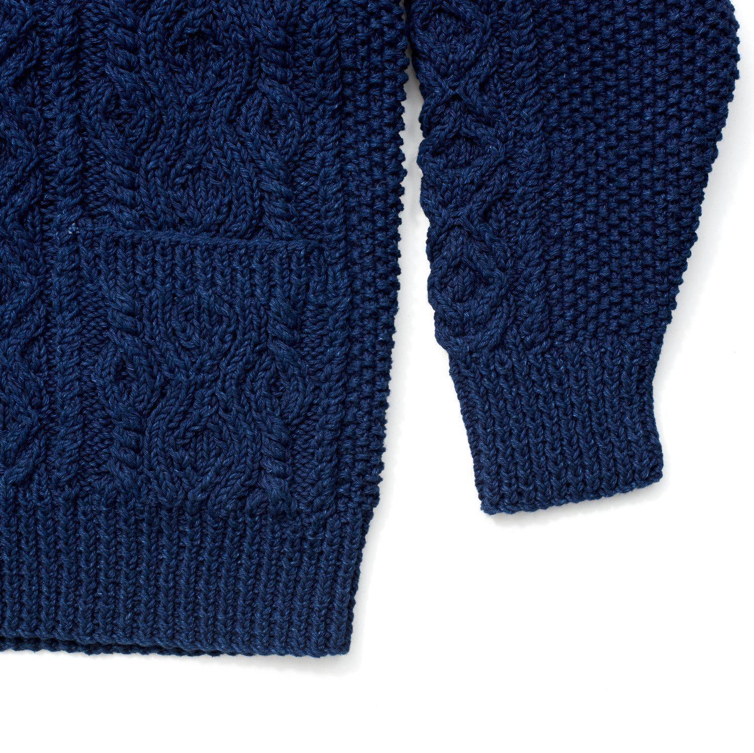 Allevol x Inverallan Cable Knit Cardigan 3A Indigo, Clutch Cafe London