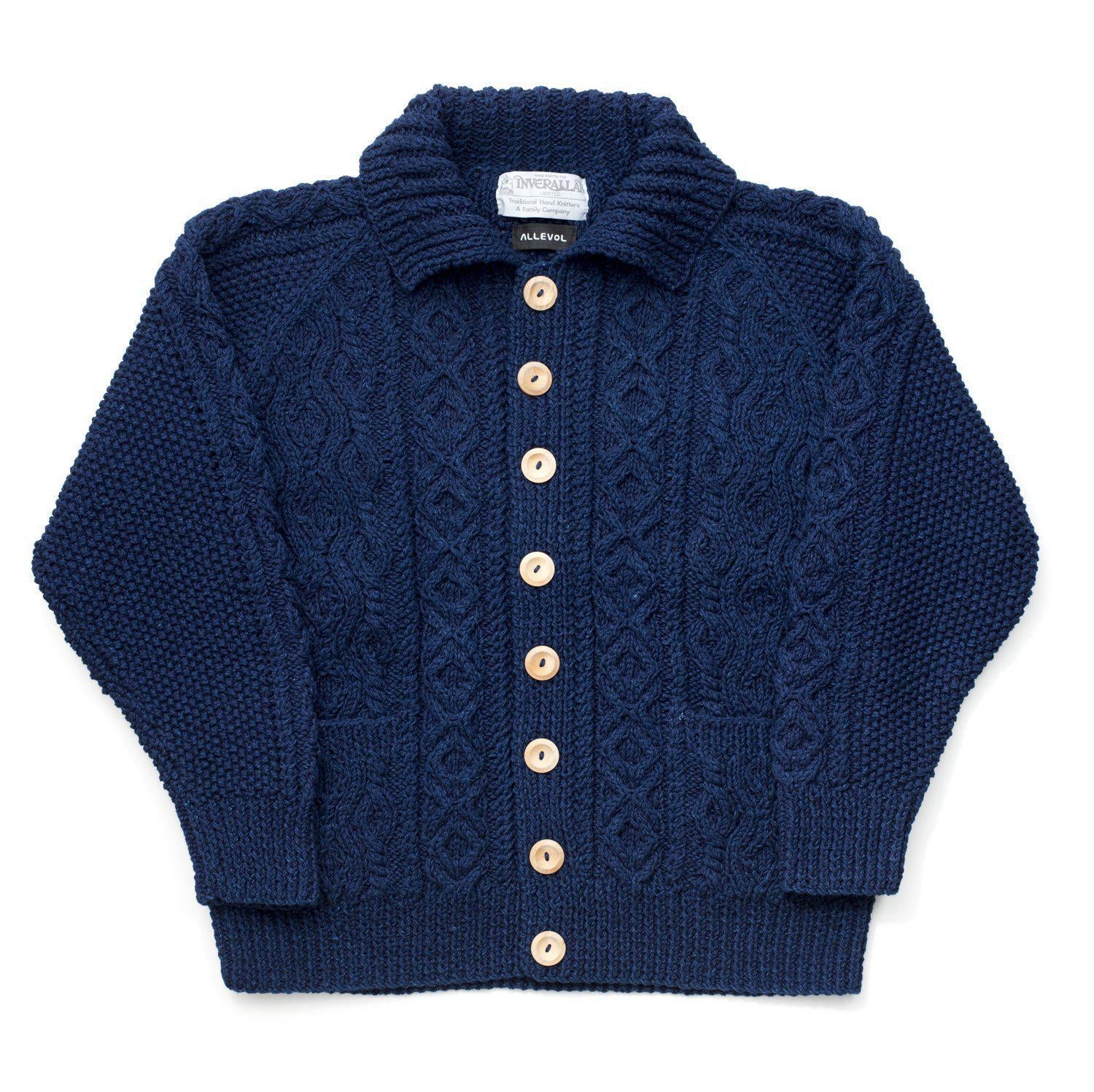 Allevol x Inverallan Cable Knit Cardigan 3A Indigo, Clutch Cafe London