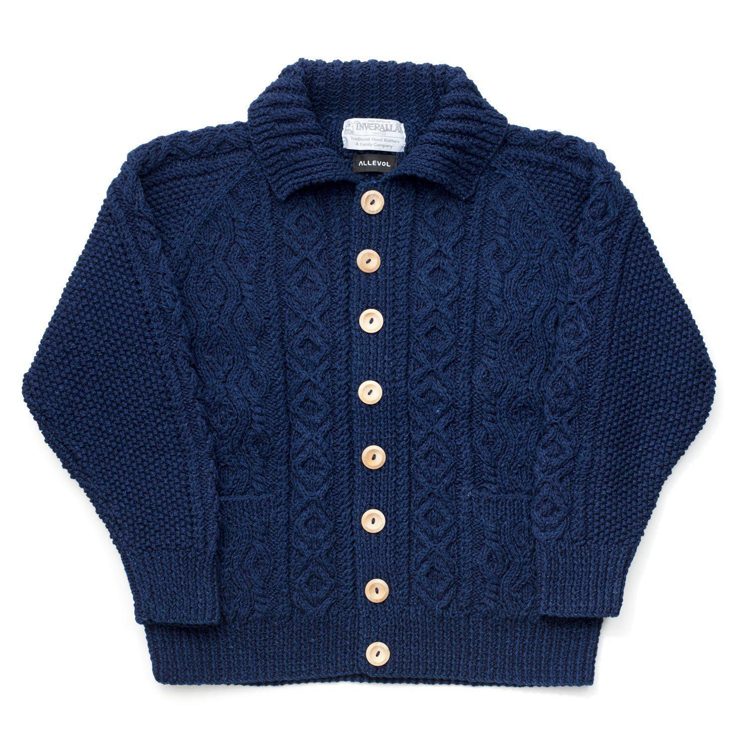 Allevol x Inverallan Cable Knit Cardigan 3A Indigo, Clutch Cafe London