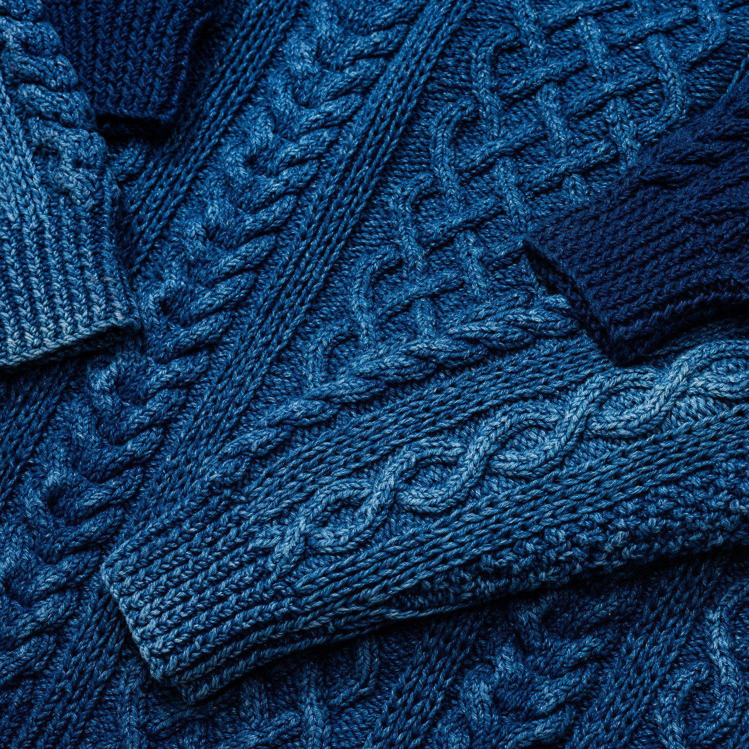 Allevol x Inverallan Cable Knit Crew 1A Indigo-Knitwear-Clutch Cafe