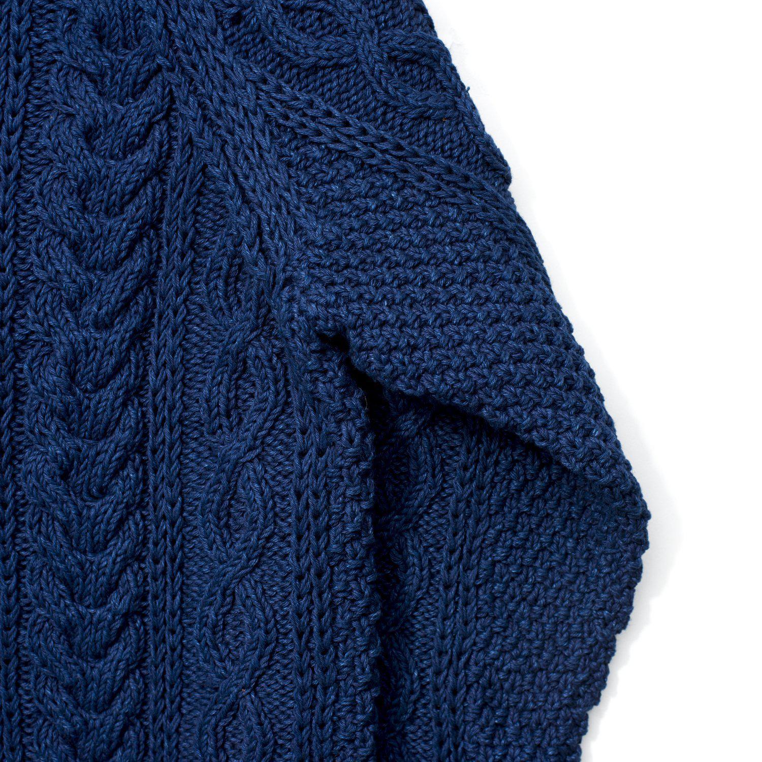 Allevol x Inverallan Cable Knit Crew 1A Indigo-Knitwear-Clutch Cafe