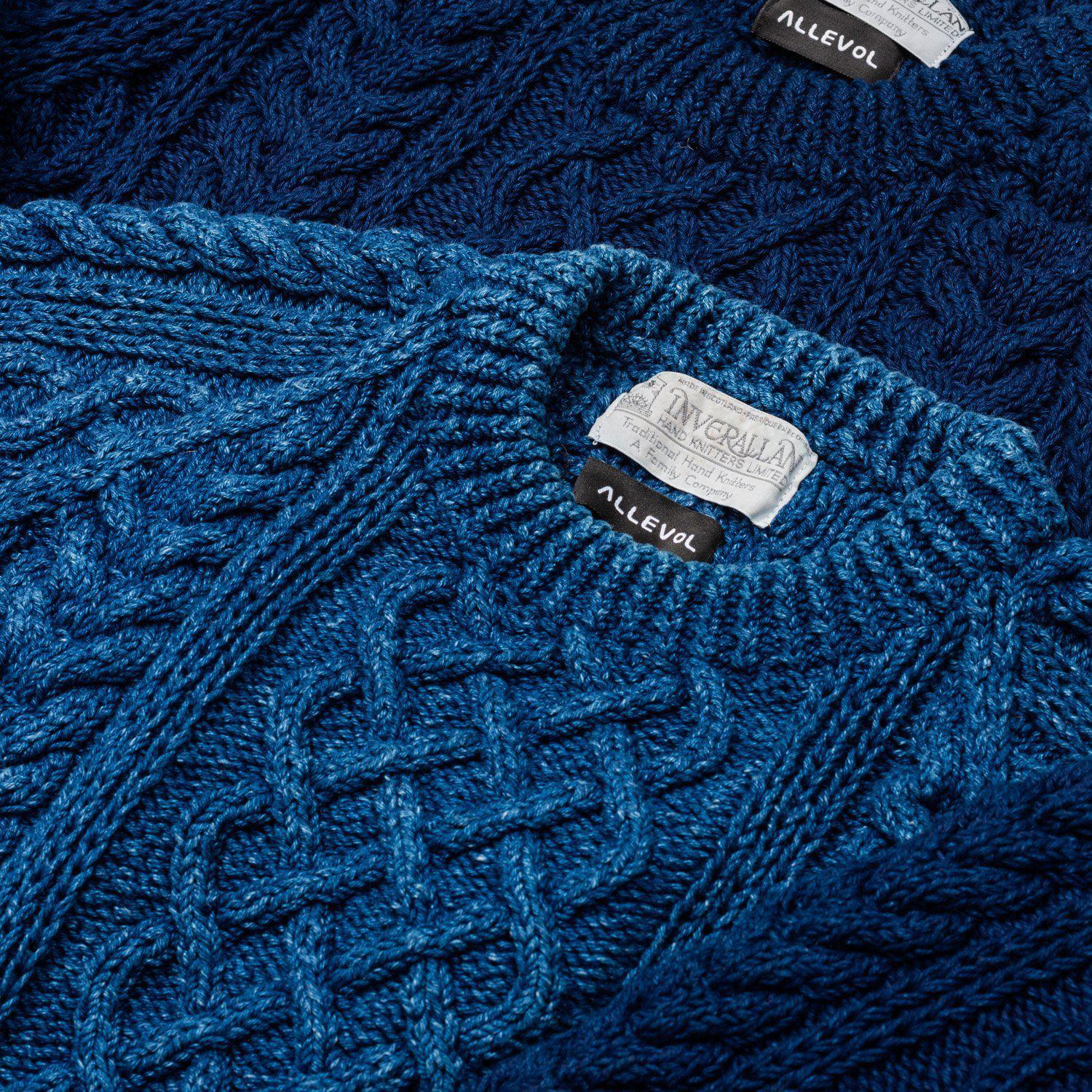 Allevol x Inverallan Cable Knit Crew 1A Indigo-Knitwear-Clutch Cafe