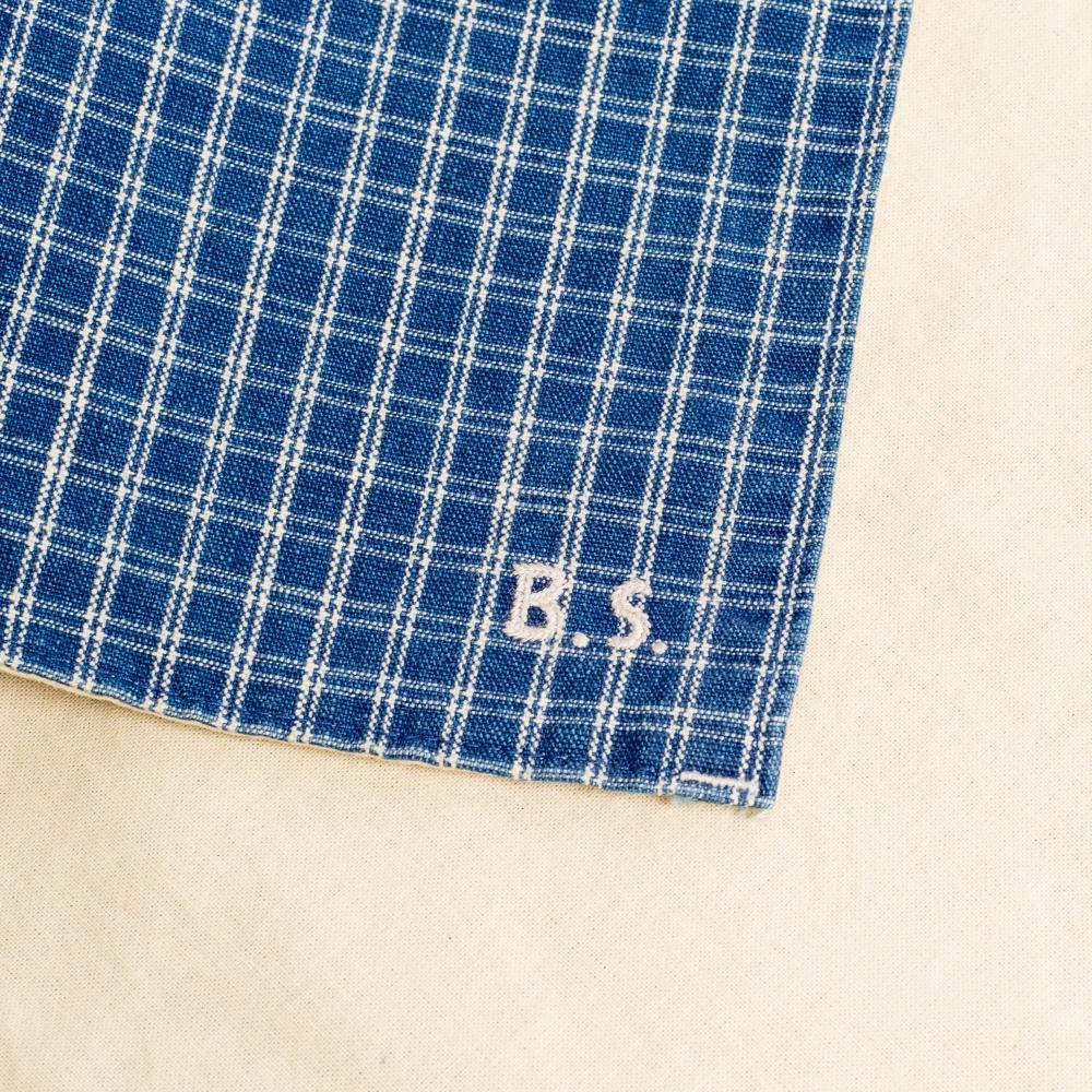 BasShu Grandad Check Place Mat Indigo Check (D)-Place Mat-Clutch Cafe