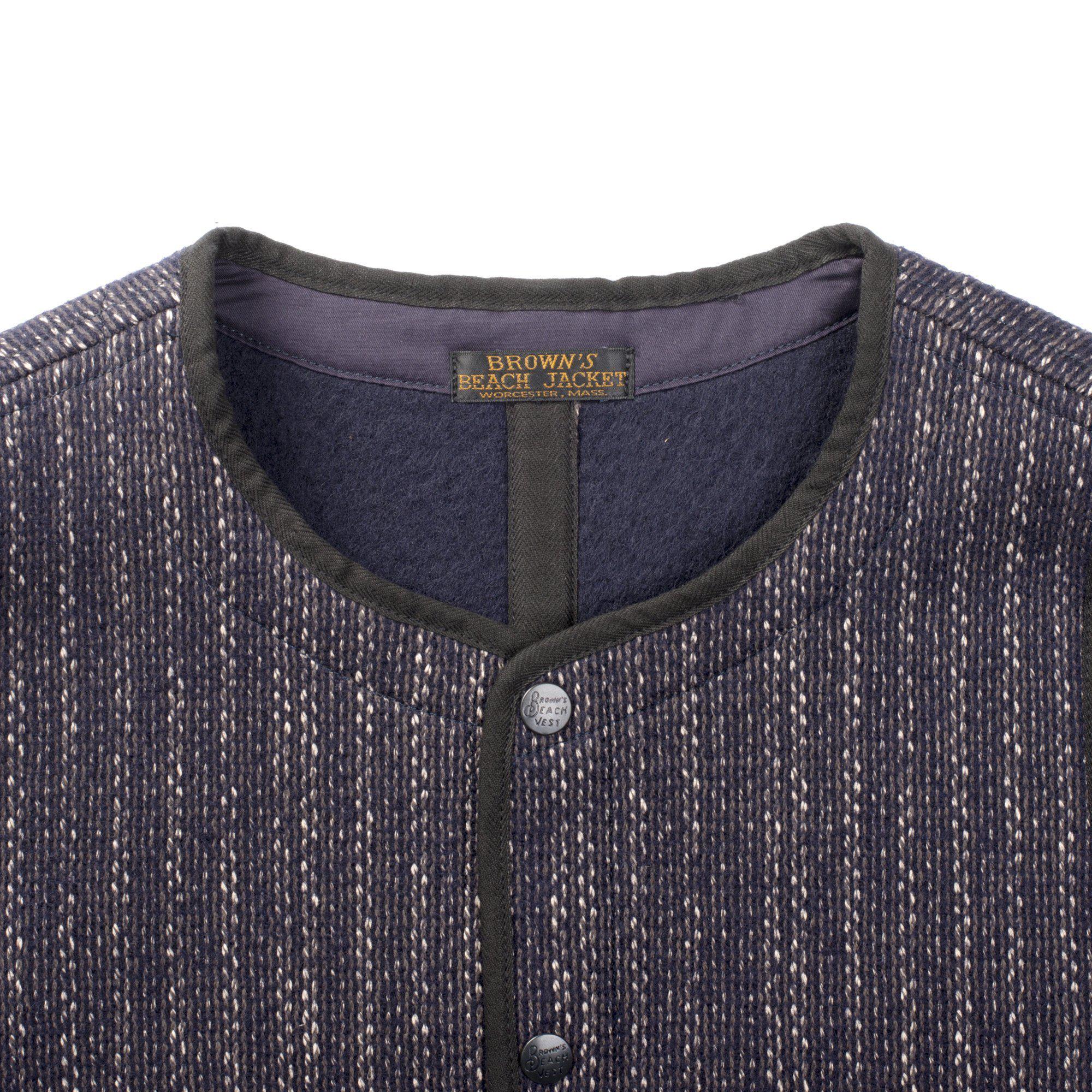 Browns Beach BBJ9-001 Early Vest Navy Stripe-Clutch Cafe-Clutch Cafe