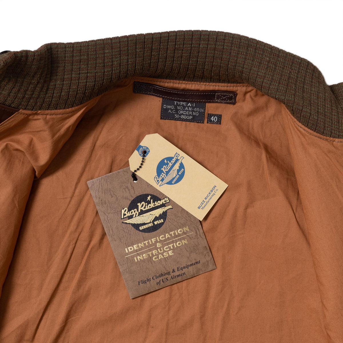 Buzz Rickson's A-1 No. 31-800P Seal Brown-Leather Jacket-Clutch Cafe