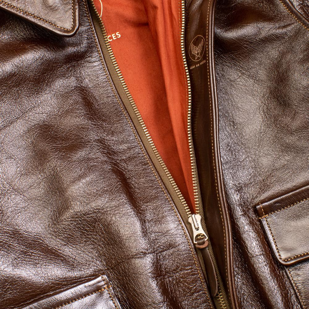 Buzz Rickson's Type A-2 Rough Wear 23380 No Stencil Leather Jacket Seal Brown-Leather Jacket-Clutch Cafe