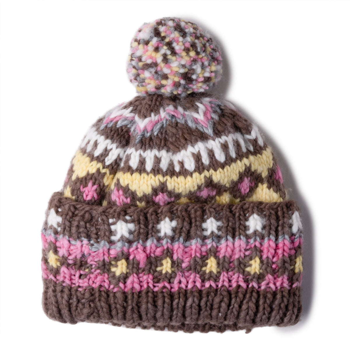 Chamula Double Cuff Cap Fair Isle #3 Beige-Hat-Clutch Cafe