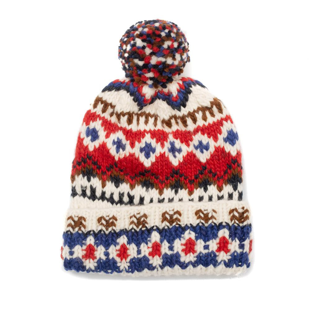 Chamula Double Cuff Cap Fair Isle #3 Ivory #3-Hat-Clutch Cafe