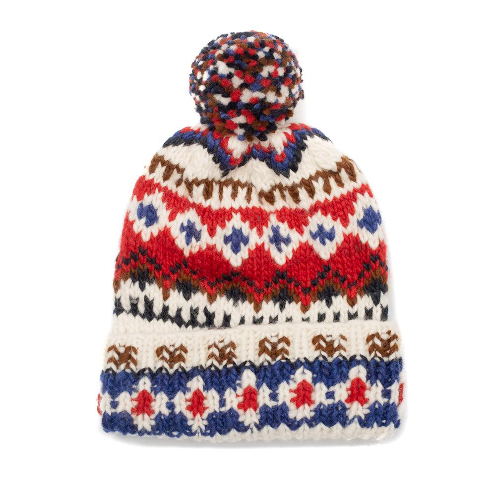 Chamula Double Cuff Cap Fair Isle #3 Ivory #3-Hat-Clutch Cafe