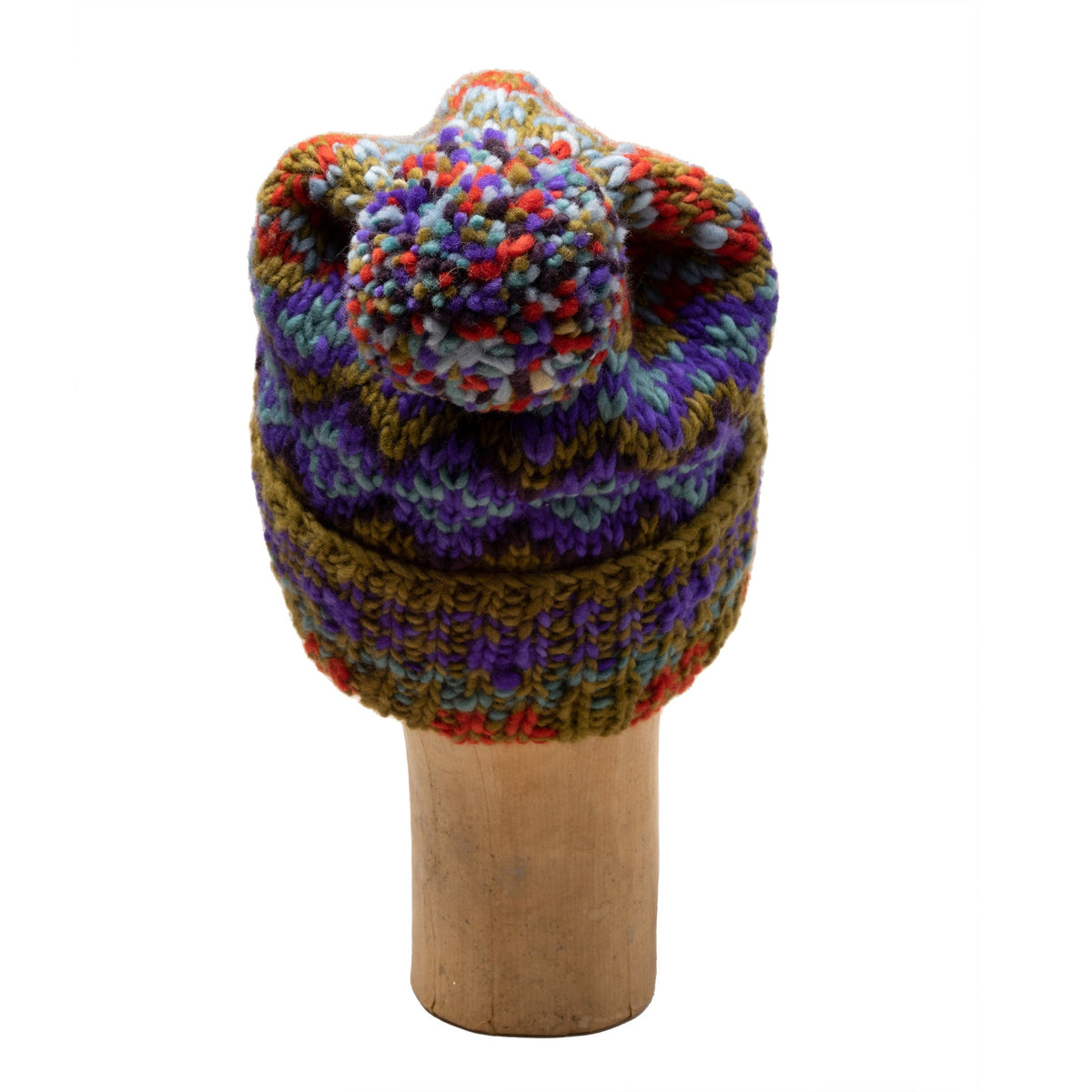 Chamula Double Cuff Cap Fair Isle #8 Dark Alfalfa-Hat-Clutch Cafe