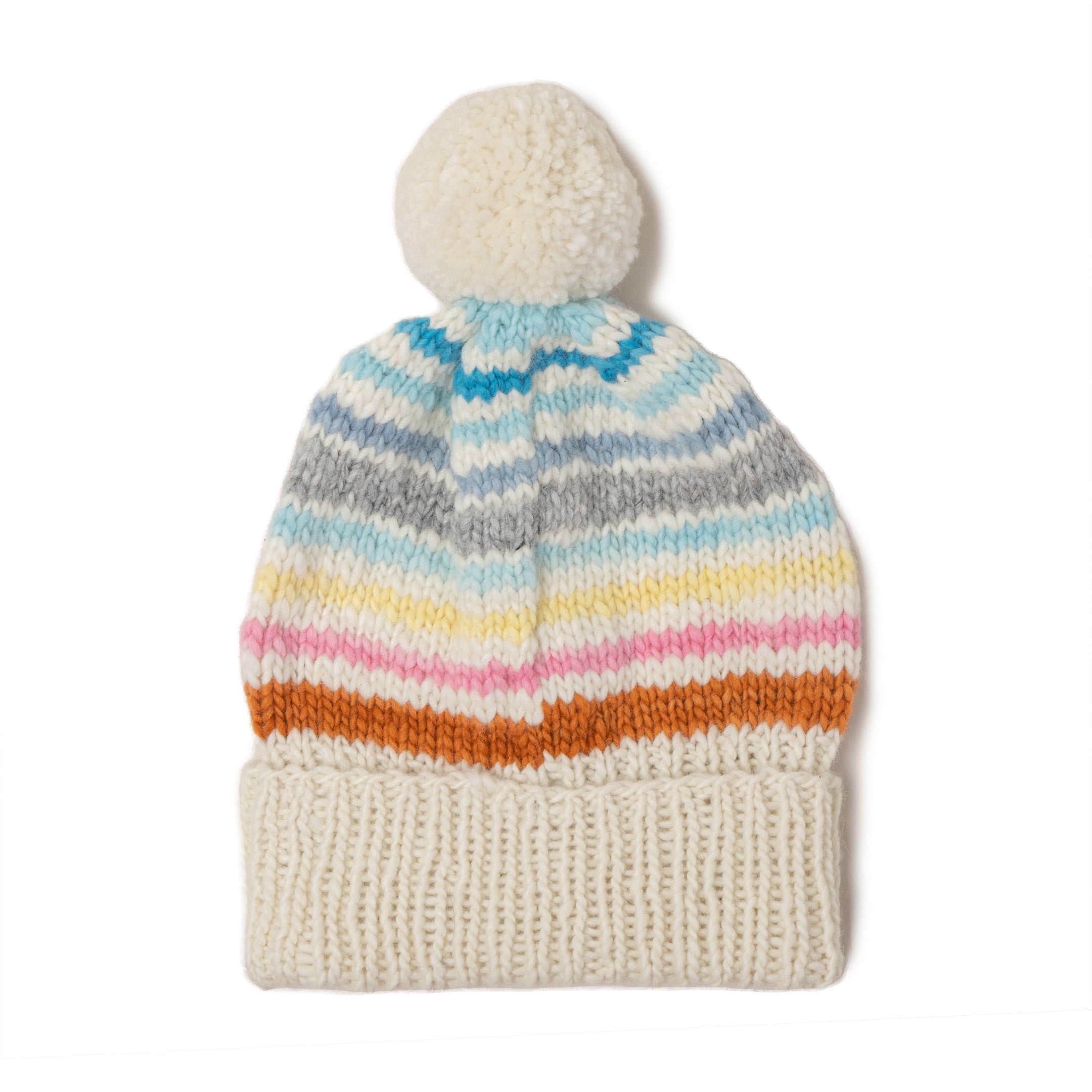 Chamula Double Cuff Cap Multi Stripe Ivory Multi-Hat-Clutch Cafe