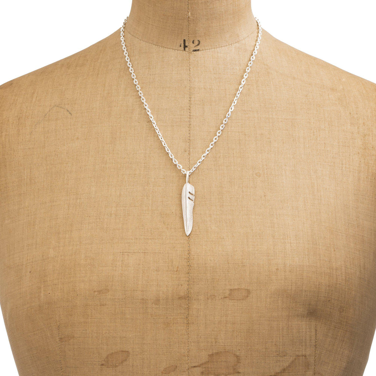 First Arrows Kazekiri Silver Feather Pendant M P-557-Jewellery-Clutch Cafe
