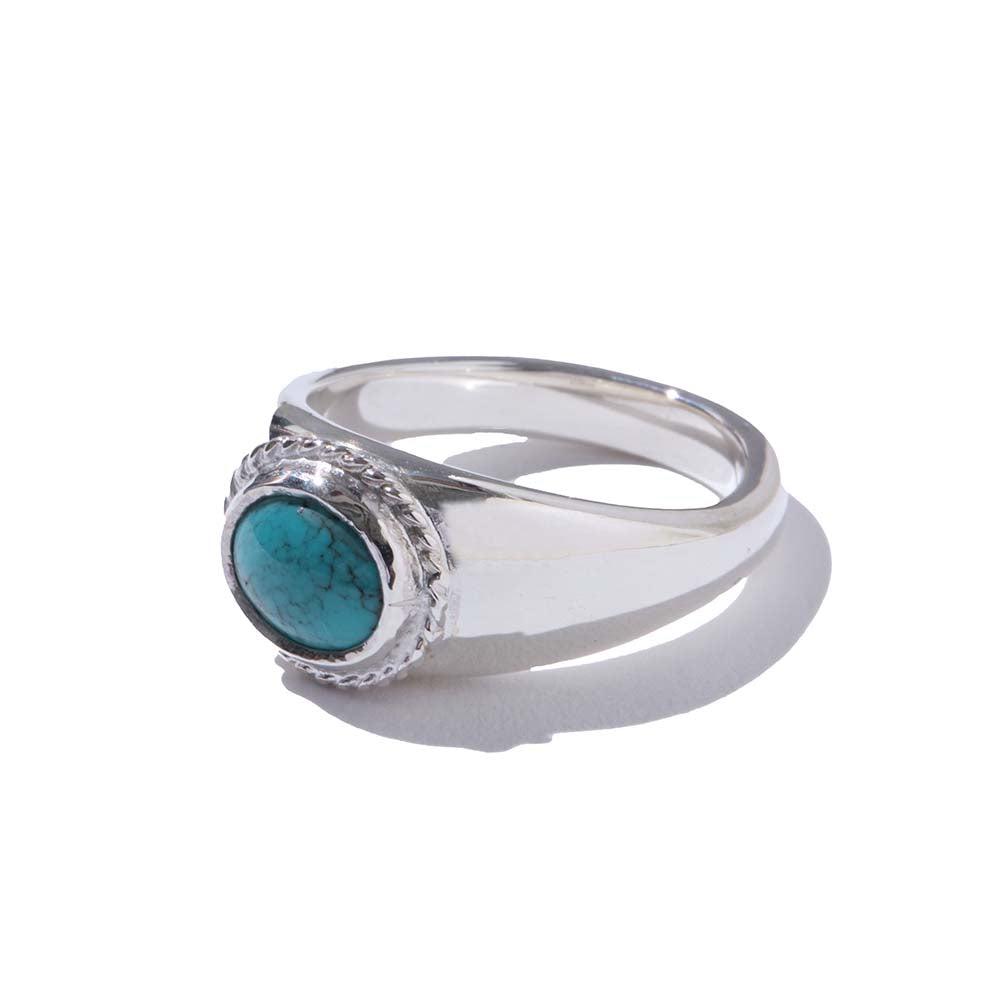 First Arrow's Oval Stamp Stand Ring w/Turquoise (R-169)-Jewellery-Clutch Cafe