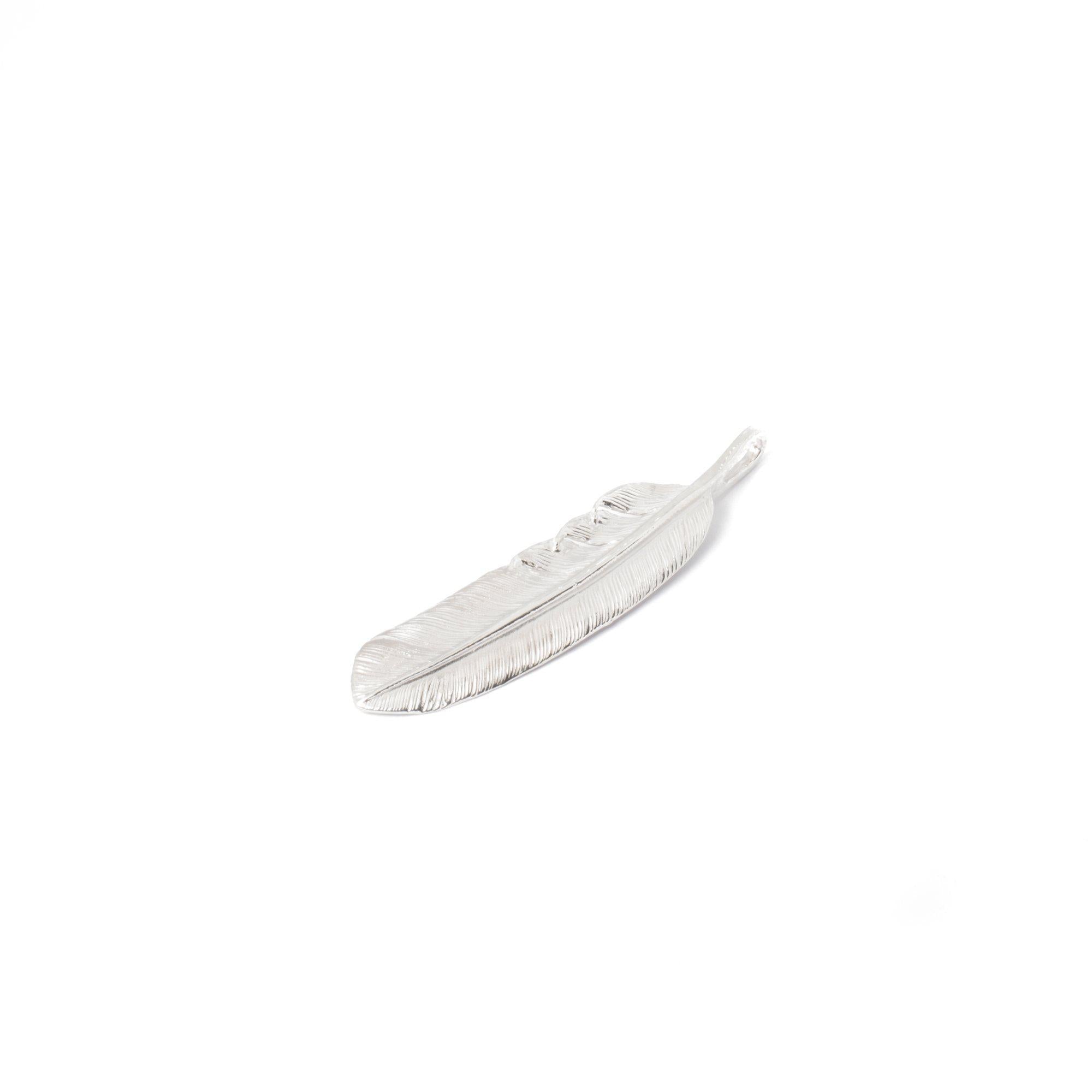 First Arrows Silver Feather Pendant Large P-001-Jewellery-Clutch Cafe