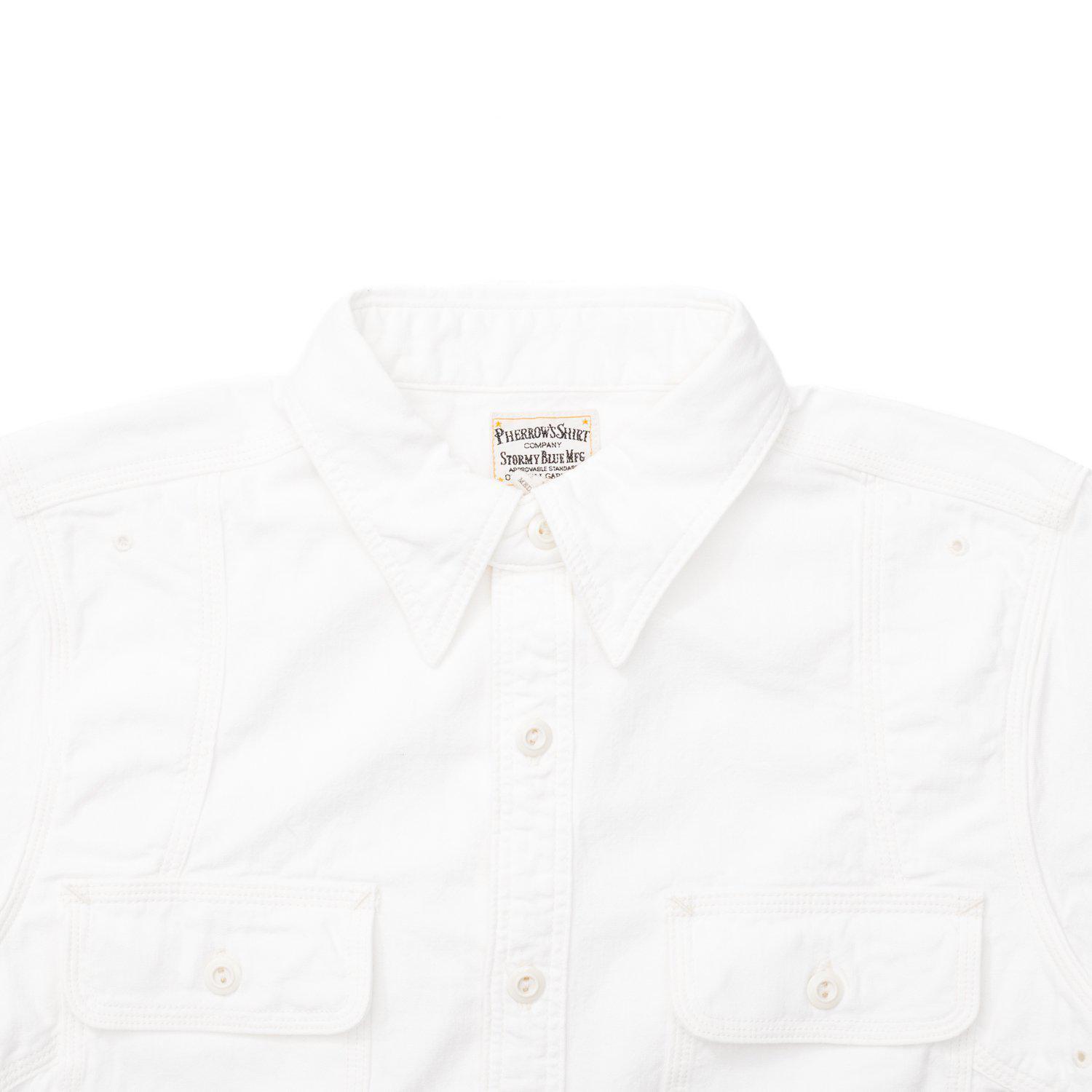 Pherrow's 770WS Chambray Shirt White-Shirts-Clutch Cafe