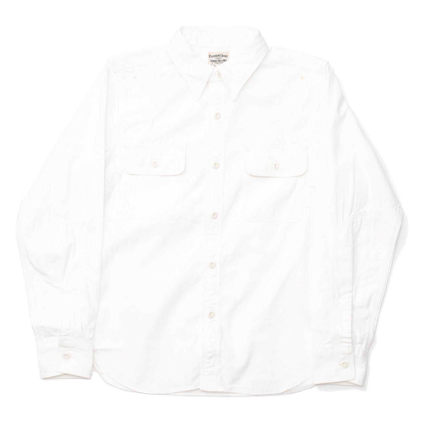 Pherrow's 770WS Chambray Shirt White-Shirts-Clutch Cafe